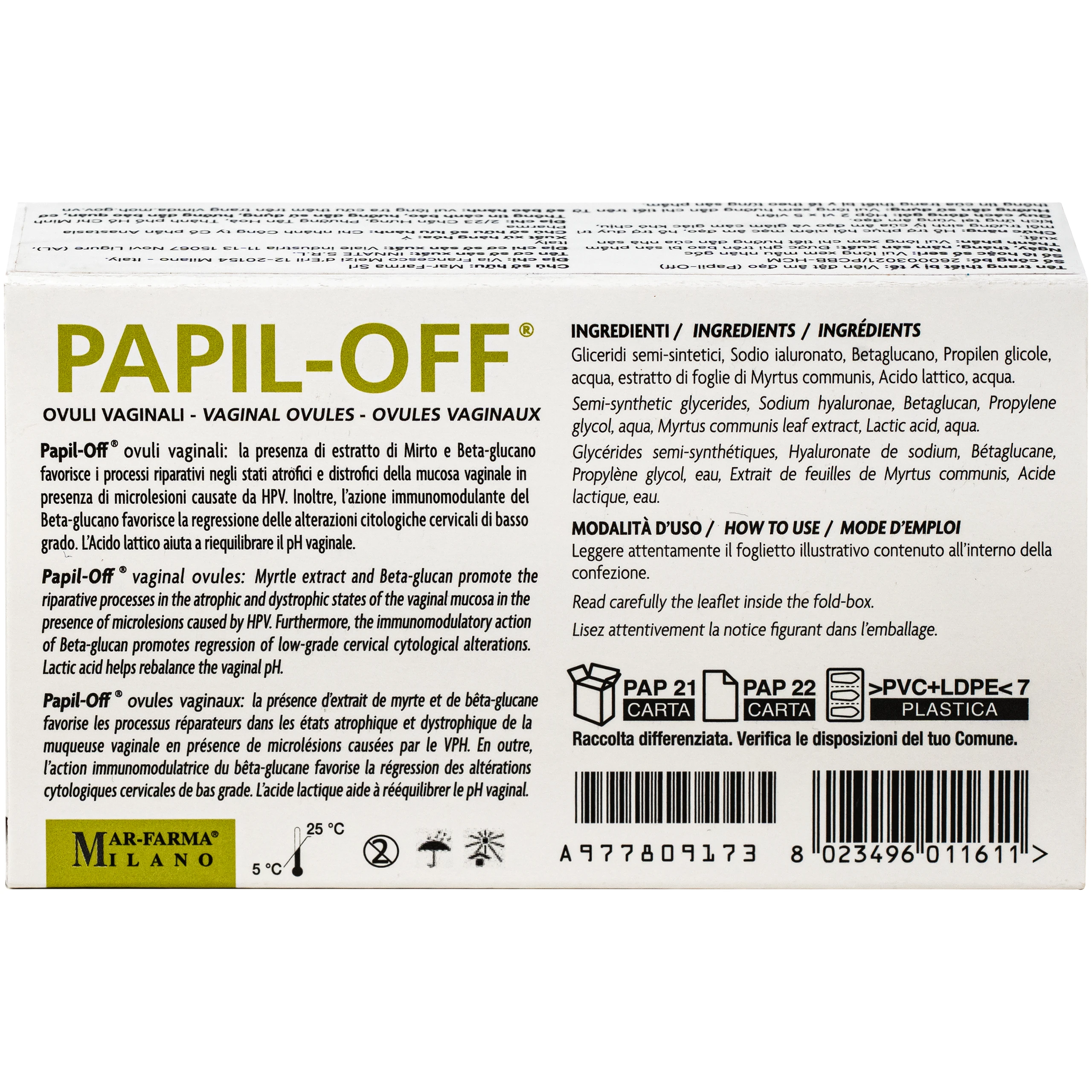 Viên đặt phụ khoa Papil-Off phòng ngừa và hỗ trợ điều trị tổn thương do virus HPV (2 vỉ x 5 viên) 3