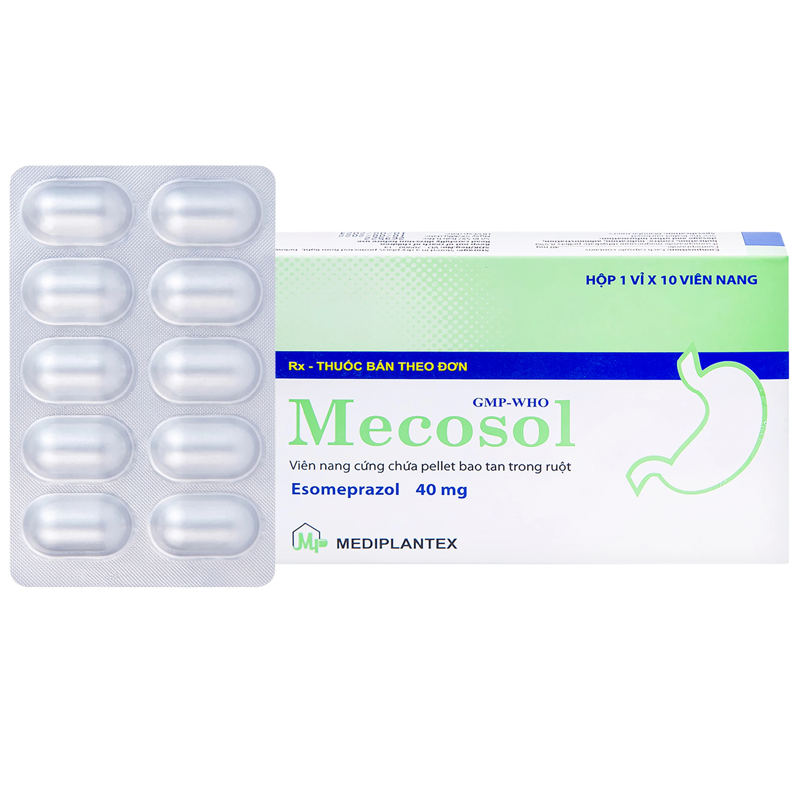 Viên nang cứng Mecosol 40mg Mediplantex điều trị bệnh trào ngược - dạ dày, thực quản (1 vỉ x 10 viên) 1
