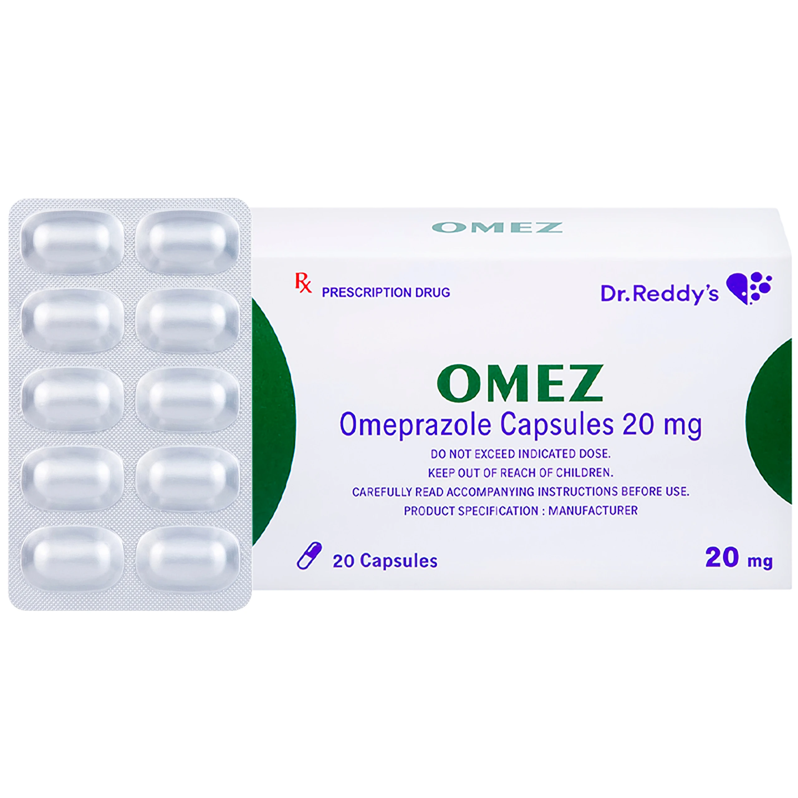 Viên nang cứng Omez 20mg Dr.Reddy's điều trị và dự phòng tái phát loét tá tràng (2 vỉ x 10 viên) 1