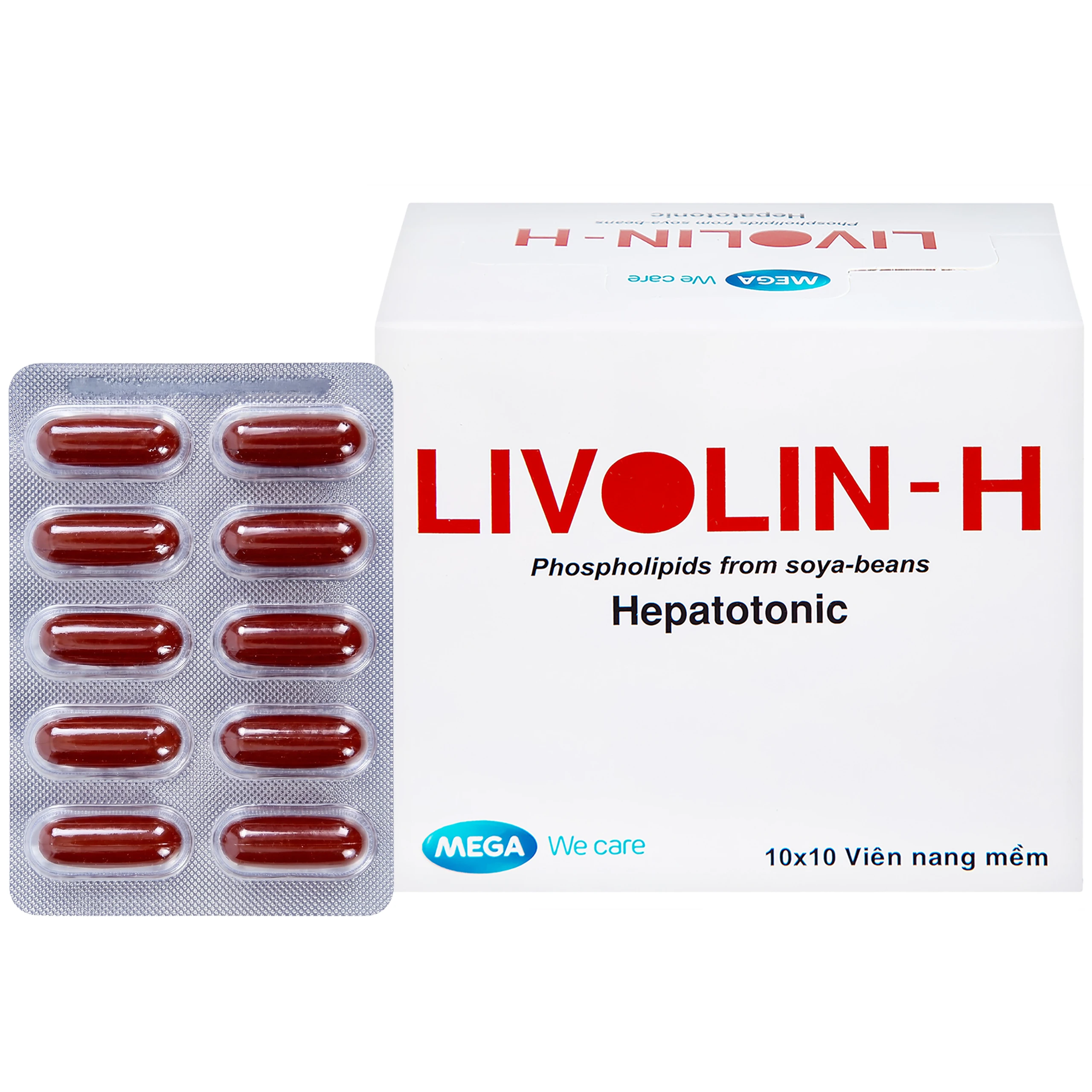 Viên nang mềm Livolin-H 300mg MEGA We care cải thiện bệnh gan, chán ăn, đau hạ sườn phải (10 vỉ x 10 viên) 1