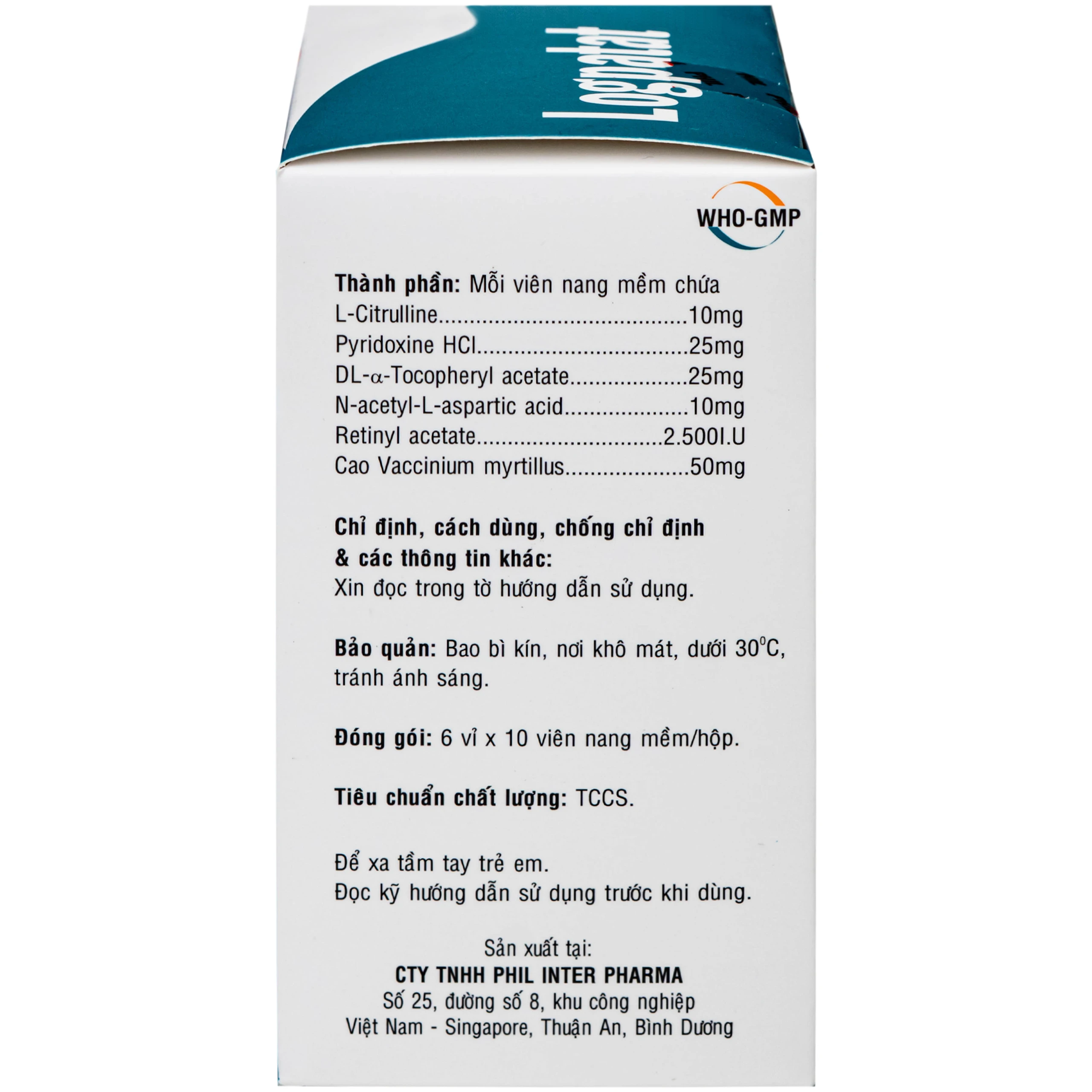 Viên nang mềm Logpatat Phil Inter hỗ trợ điều trị bệnh lý về mắt, cận thị, quáng gà (6 vỉ x 10 viên)