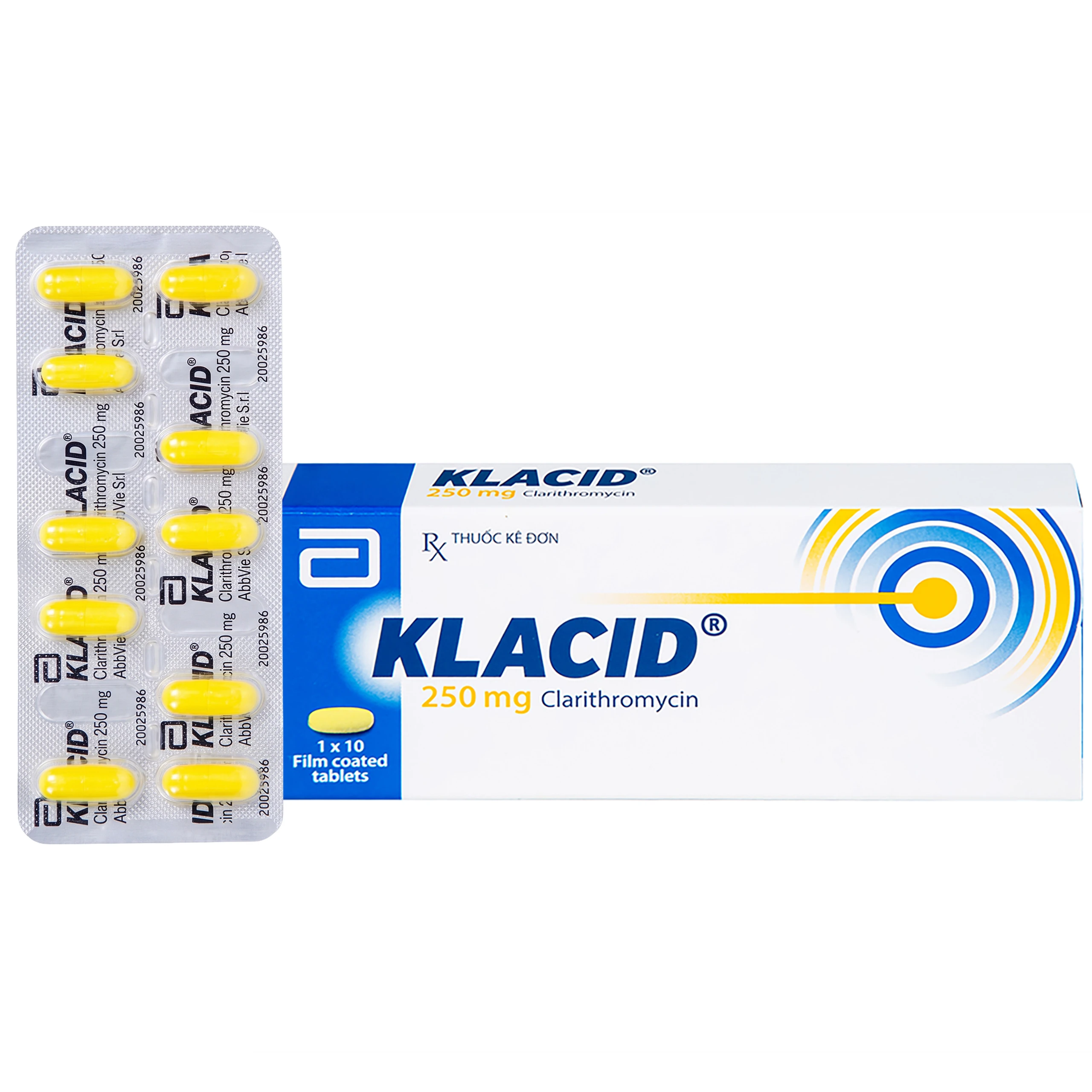 Viên nén Klacid 250mg Abbott điều trị viêm amidan, viêm tai giữa, viêm xoang cấp (1 vỉ x 10 viên) 1