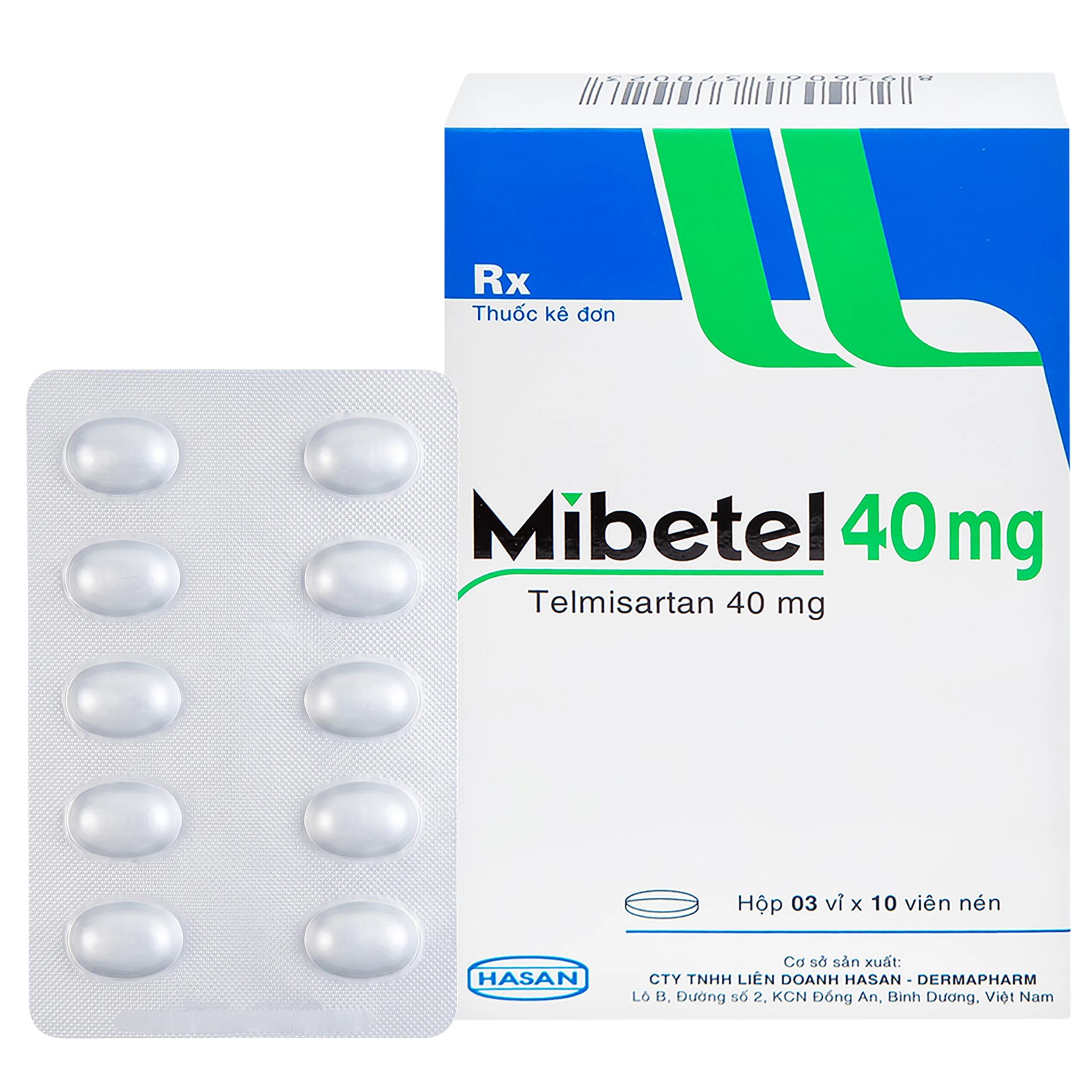 Viên nén Mibetel 40mg Hasan điều trị tăng huyết áp (3 vỉ x 10 viên) 1