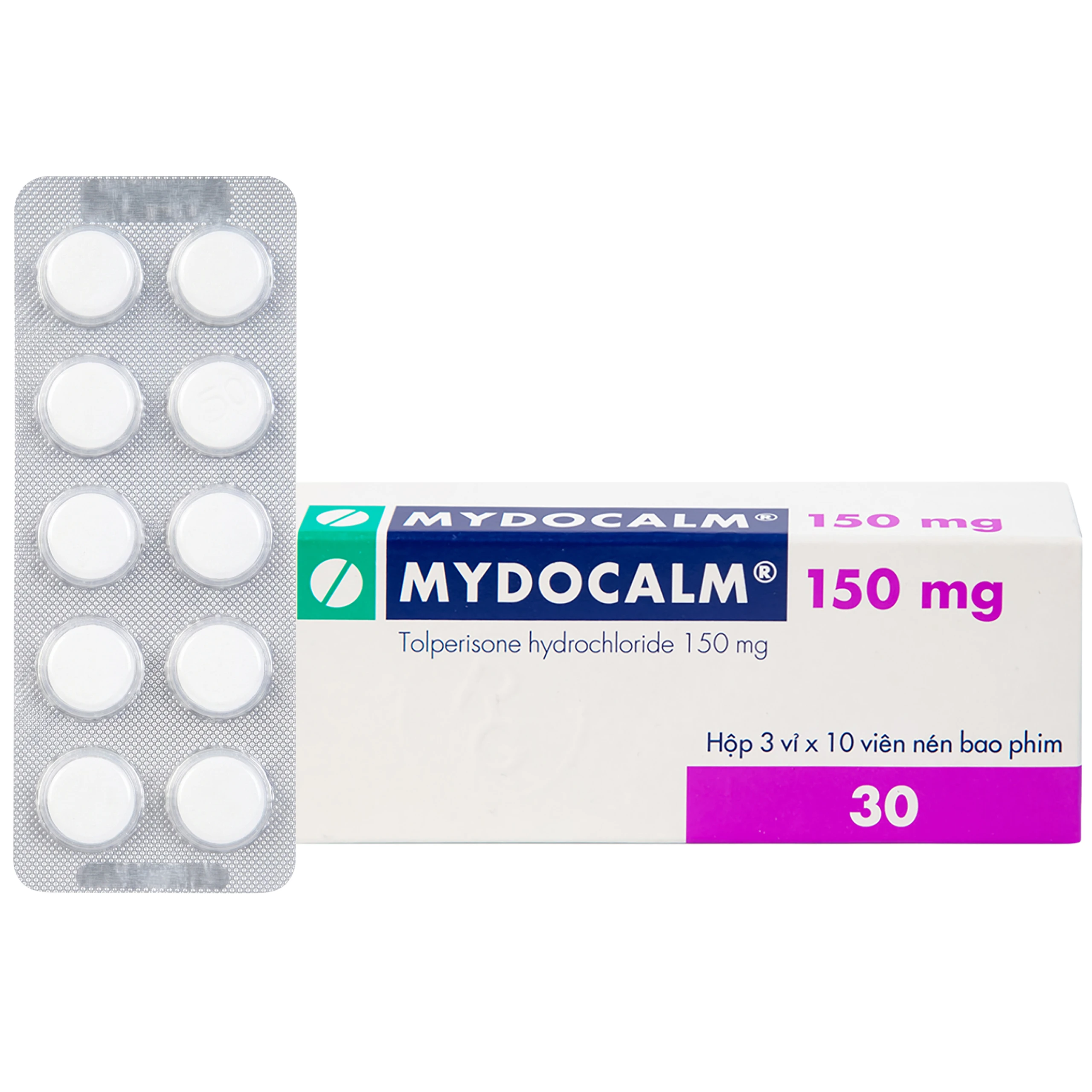 Viên nén Mydocalm 150 Gedeon điều trị sự tăng trương lực cơ xương (3 vỉ x 10 viên) 1