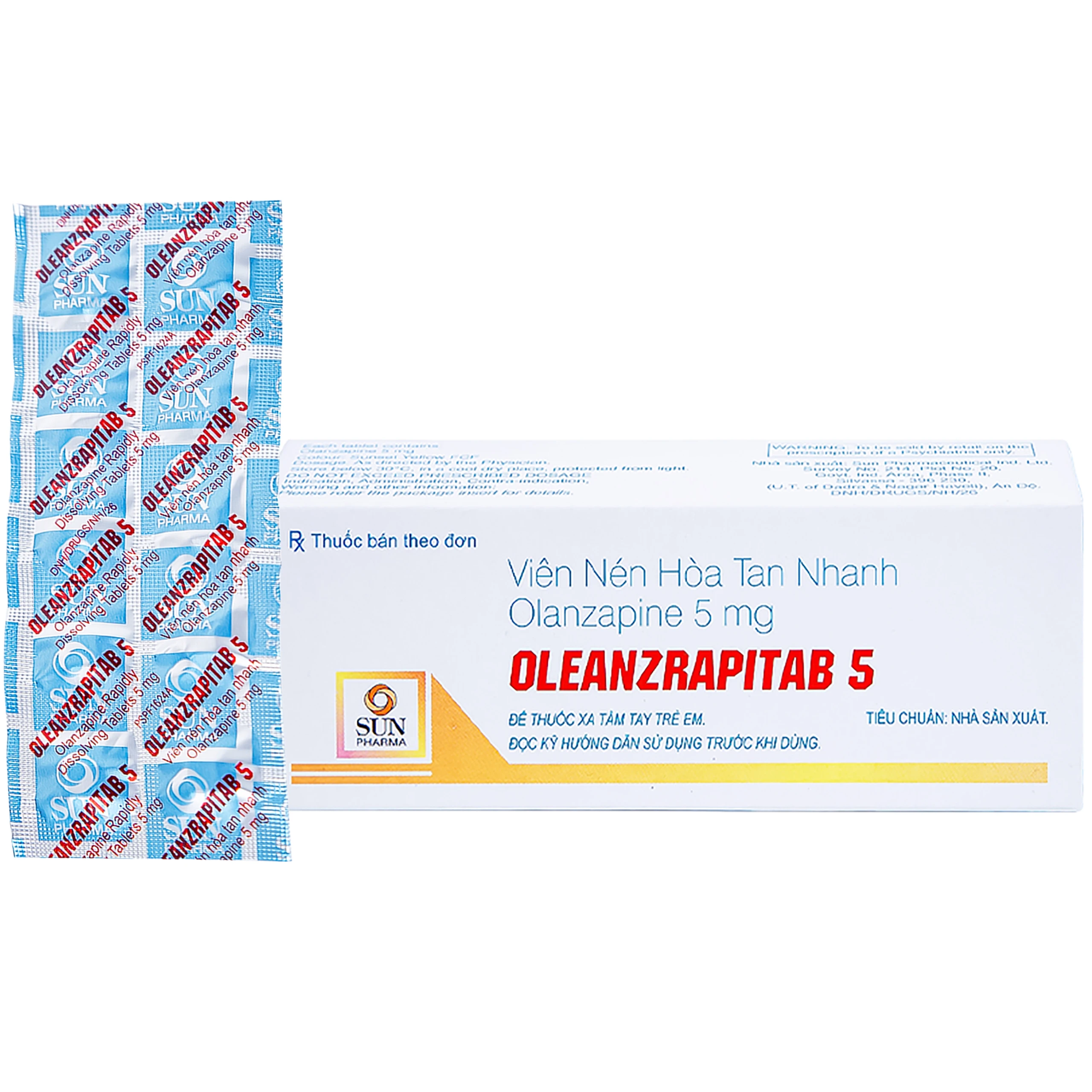 Viên nén Oleanzrapitab 5 Sun Pharma điều trị bệnh tâm thần phân liệt (5 vỉ x 10 viên) 1