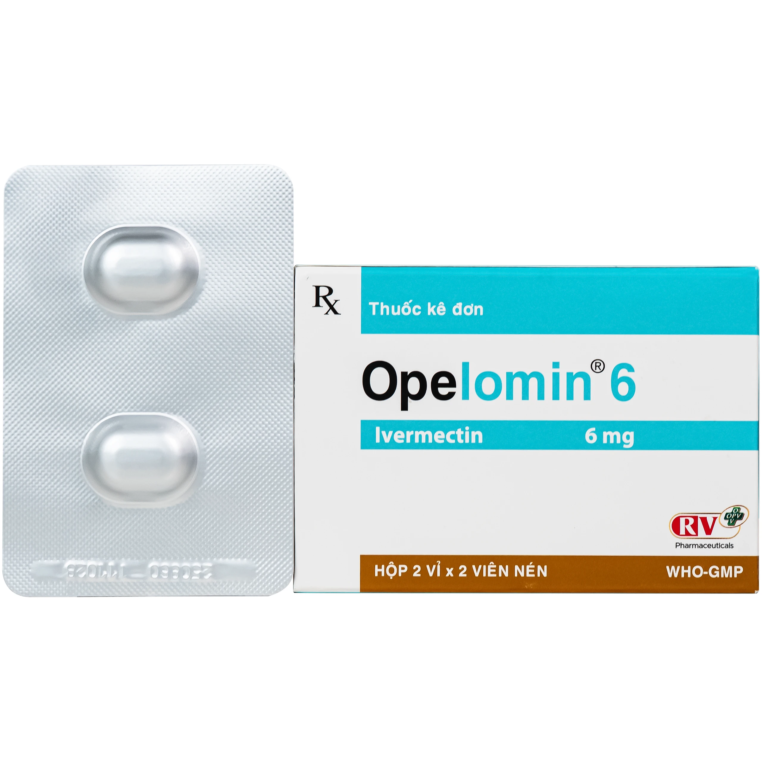 Viên nén Opelomin 6 OPV điều trị giun chỉ, giun lươn (2 vỉ x 2 viên) 1