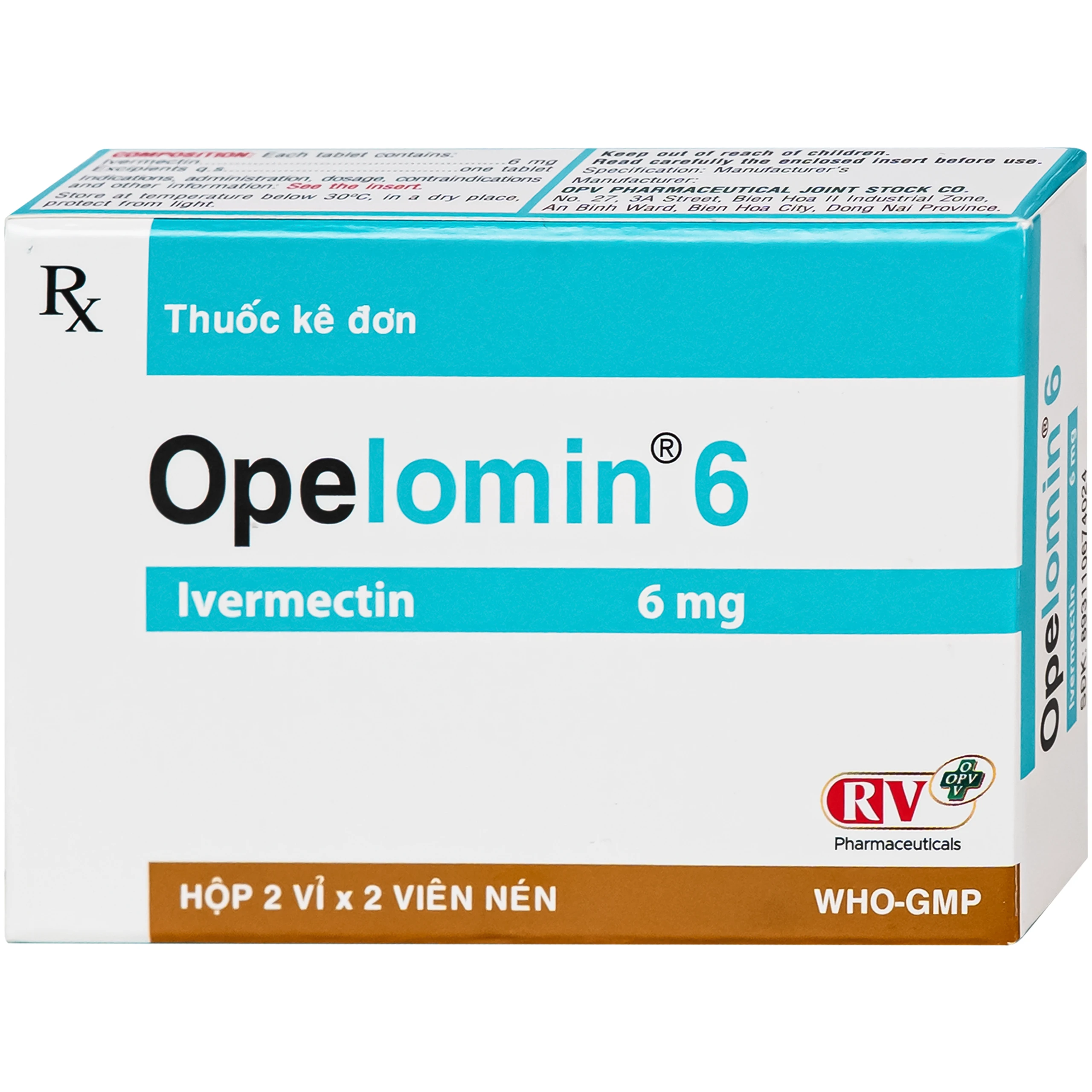Viên nén Opelomin 6 OPV điều trị giun chỉ, giun lươn (2 vỉ x 2 viên) 2
