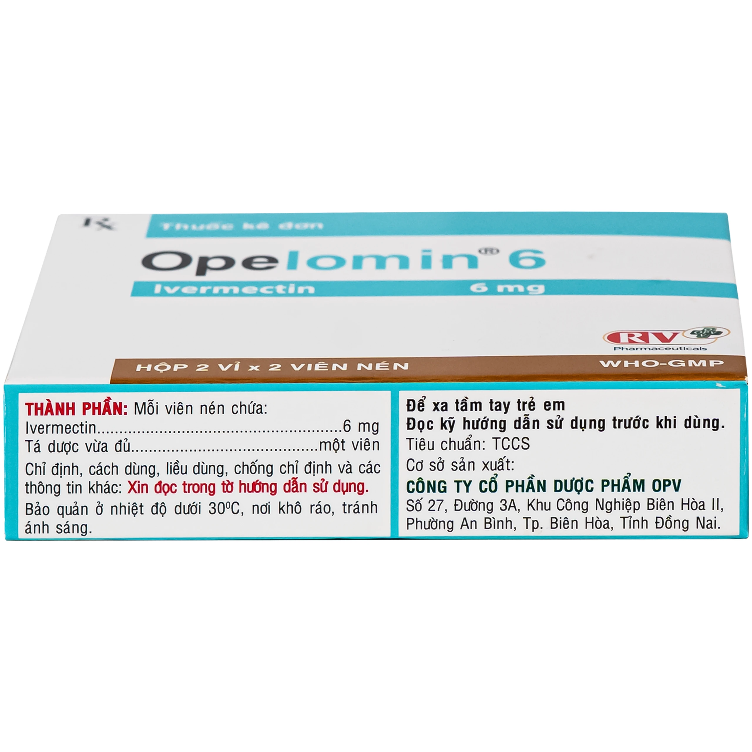 Viên nén Opelomin 6 OPV điều trị giun chỉ, giun lươn (2 vỉ x 2 viên) 3