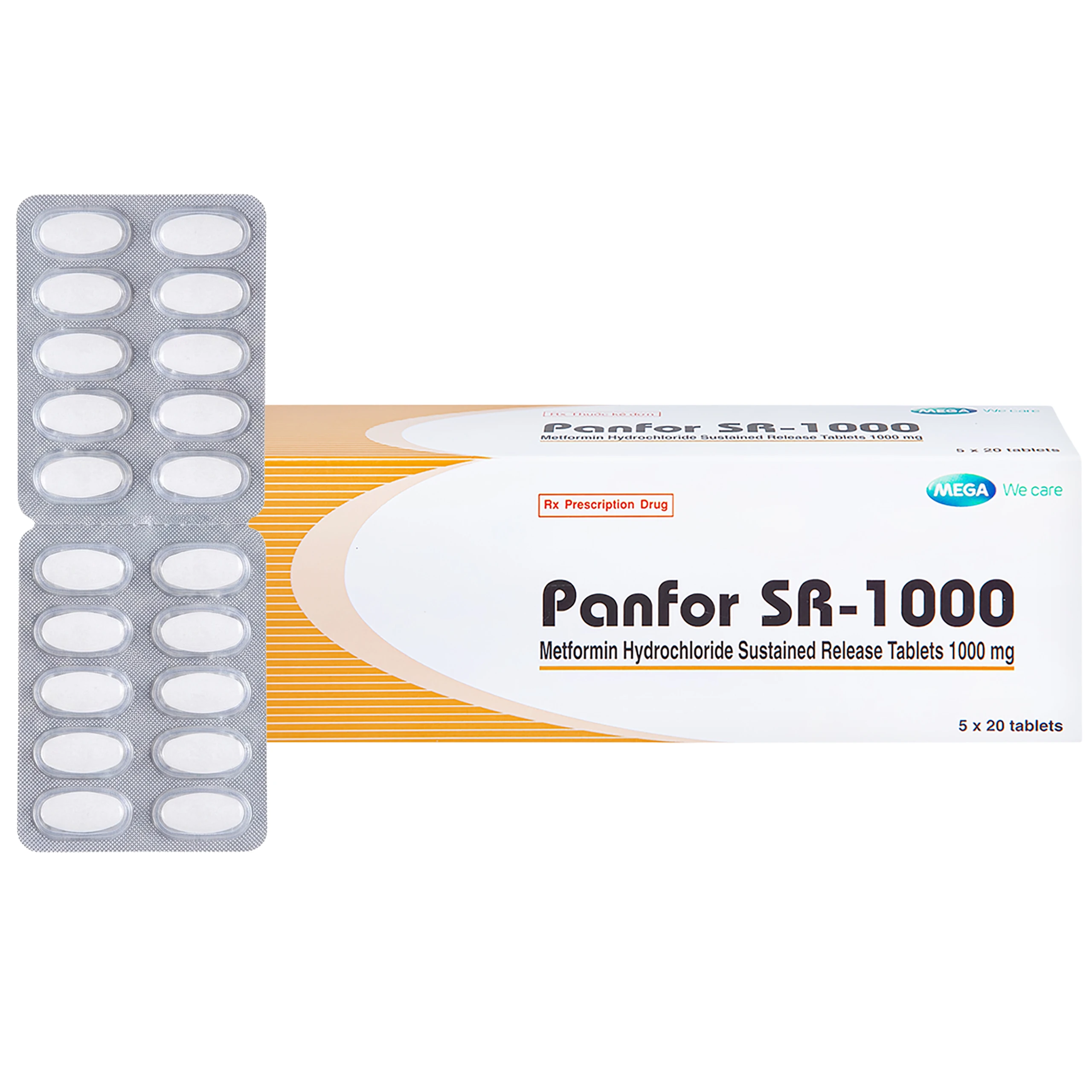 Viên nén Panfor SR-1000 MEGA We Care điều trị bệnh đái tháo đường típ 2 (5 vỉ x 20 viên) 1