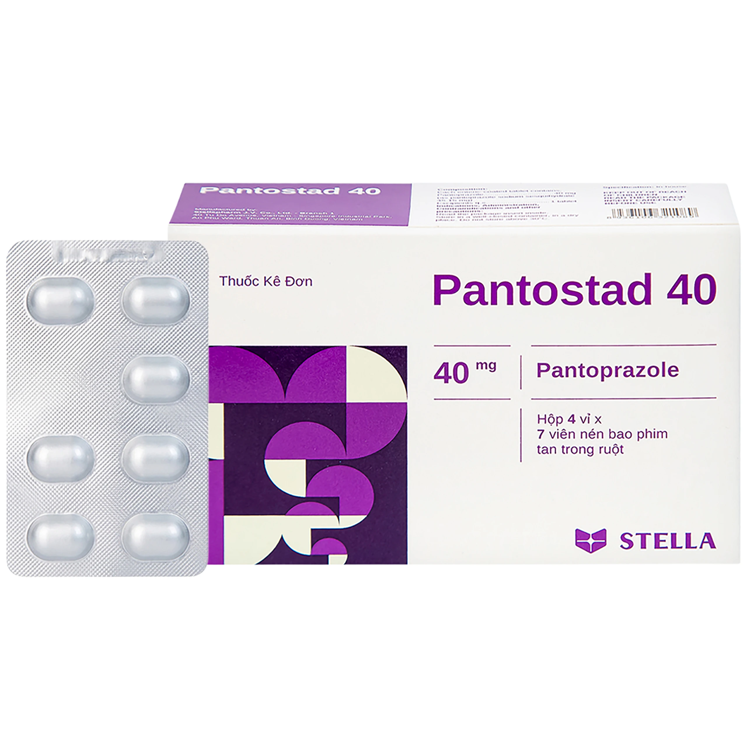 Viên nén Pantostad 40 Stella điều trị trào ngược dạ dày thực quản (4 vỉ x 7 viên)