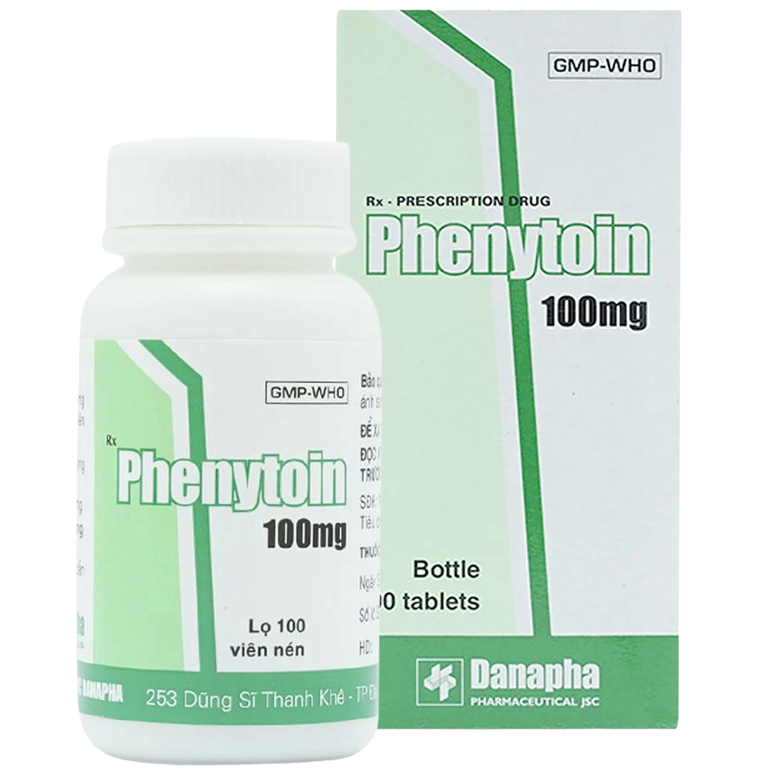 Viên nén Phenytoin 100mg Danapha điều trị động kinh cơn lớn, động kinh cục bộ (100 viên) 1
