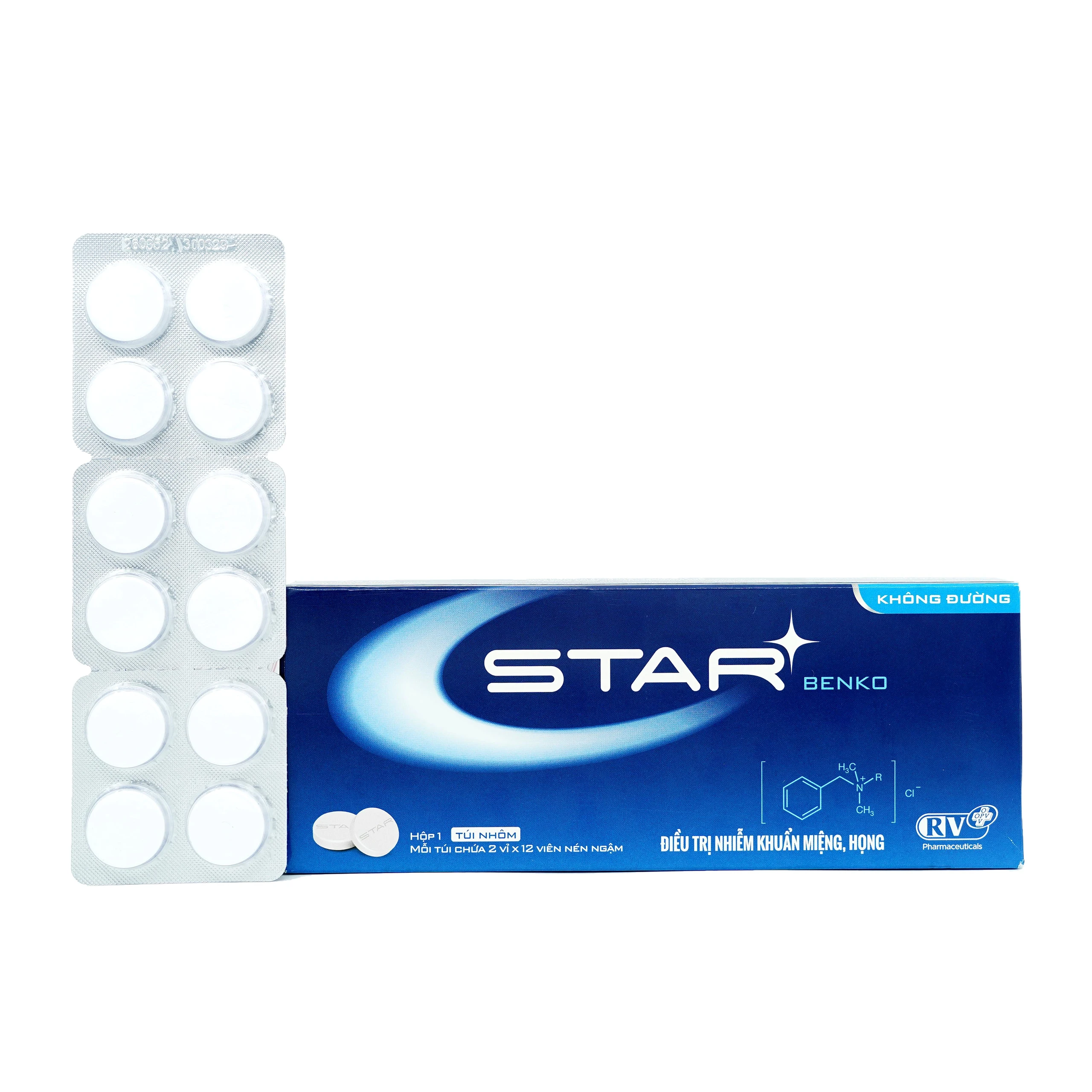 Viên ngậm Star Benko OPV điều trị nhiễm khuẩn miệng, họng (2 vỉ x 12 viên) 1