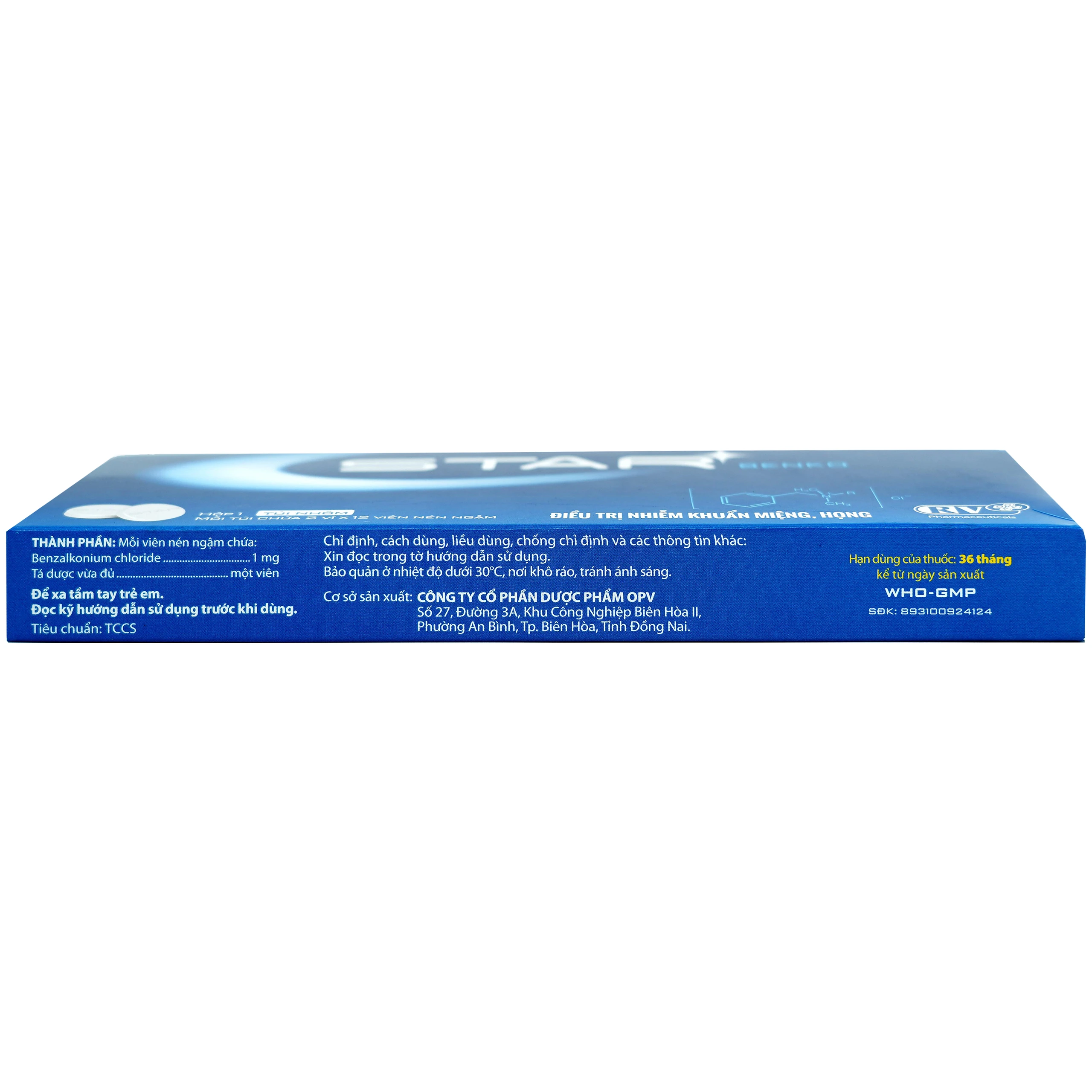 Viên ngậm Star Benko OPV điều trị nhiễm khuẩn miệng, họng (2 vỉ x 12 viên) 11