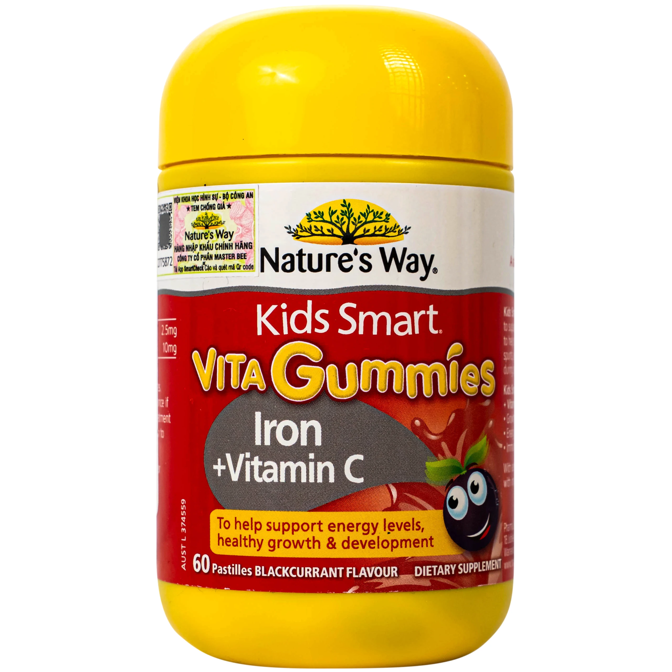 Viên nhai bổ sung sắt và Vitamin C cho bé Nature's Way Kids Smart Vita Gummies Iron + Vitamin C (Hộp 60 viên)