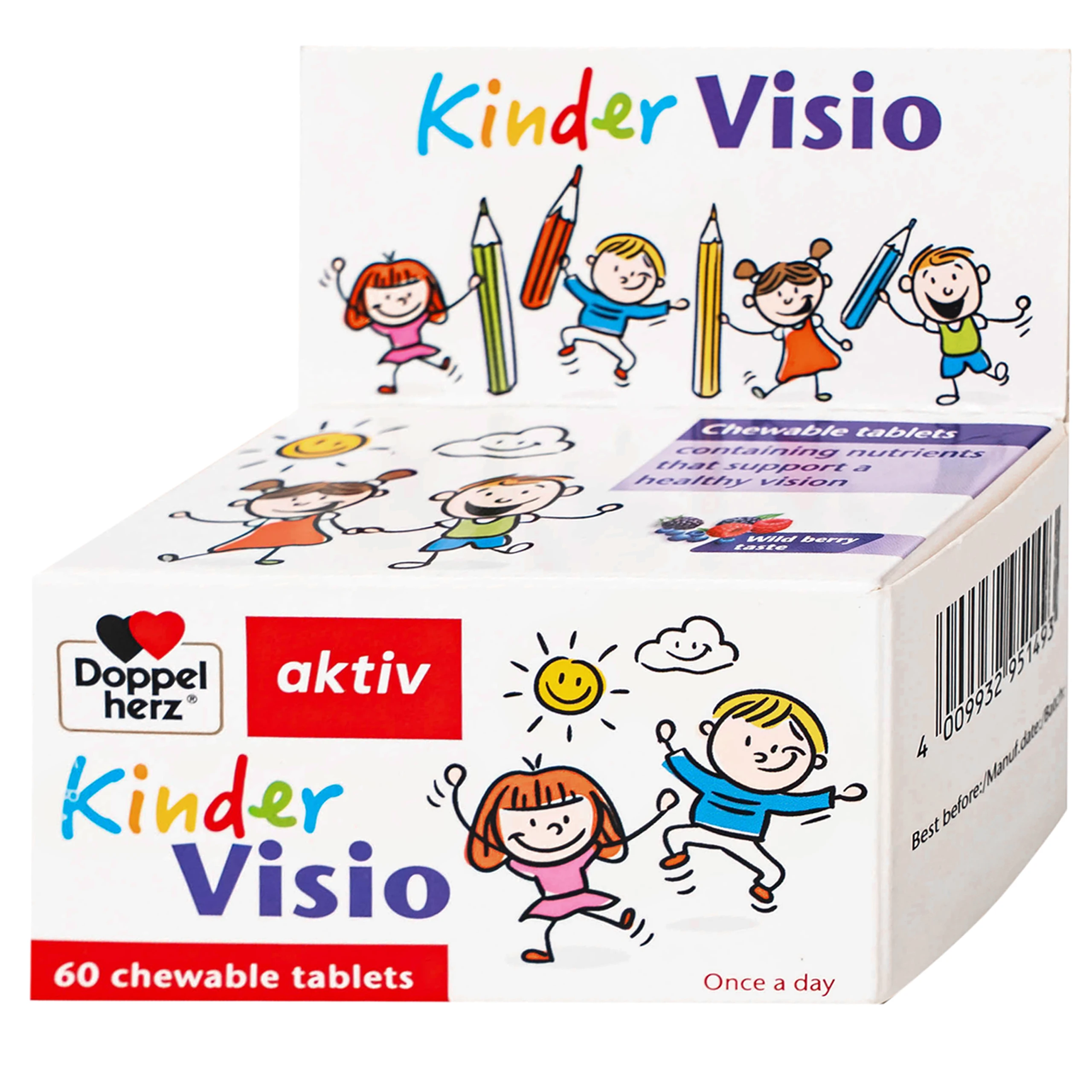 Viên nhai giúp mắt khỏe mạnh và tăng cường thị lực cho bé Doppelherz Aktiv Kinder Visio 60v