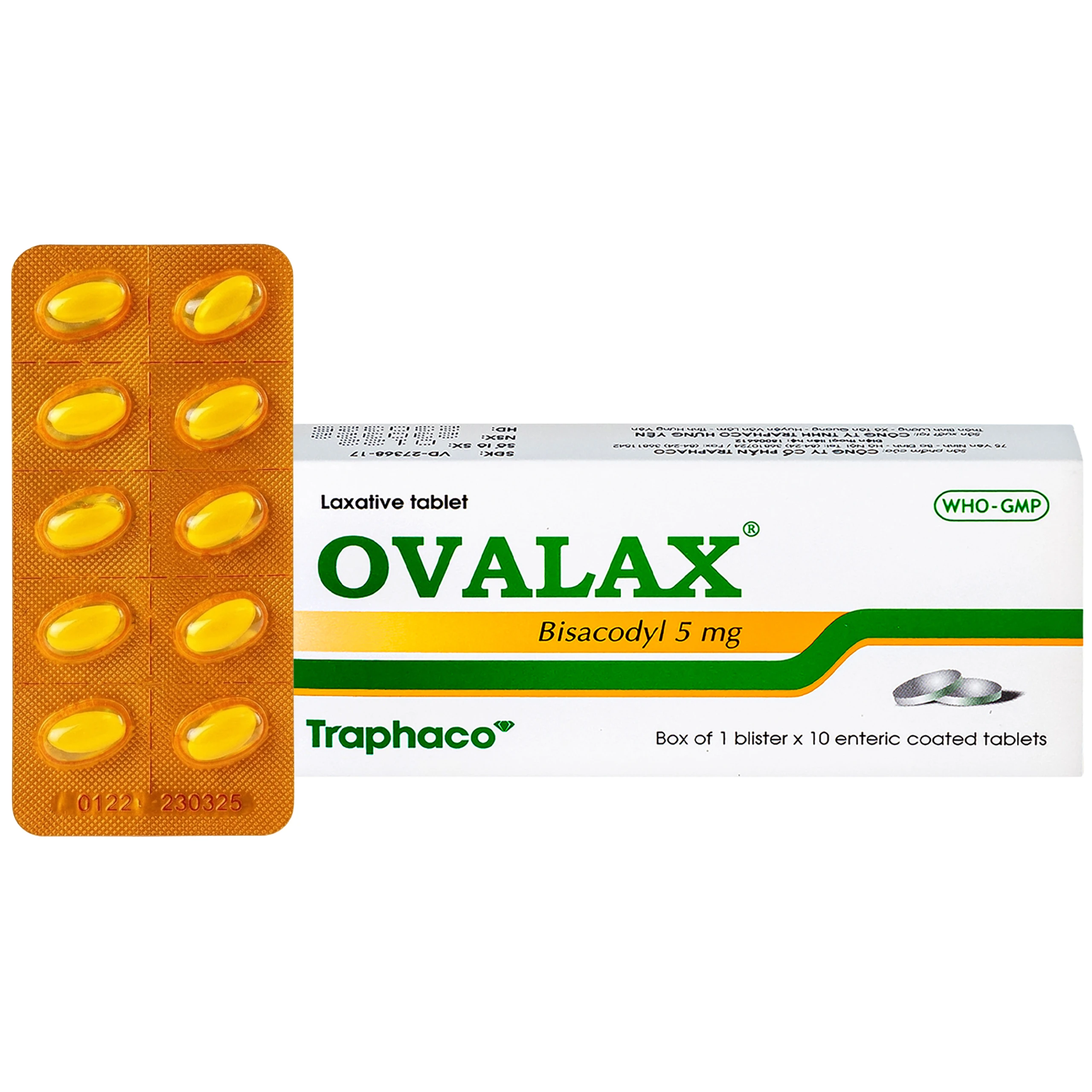 Viên nhuận tràng Ovalax 5mg Traphaco điều trị táo bón, làm sạch ruột (1 vỉ x 10 viên) 1