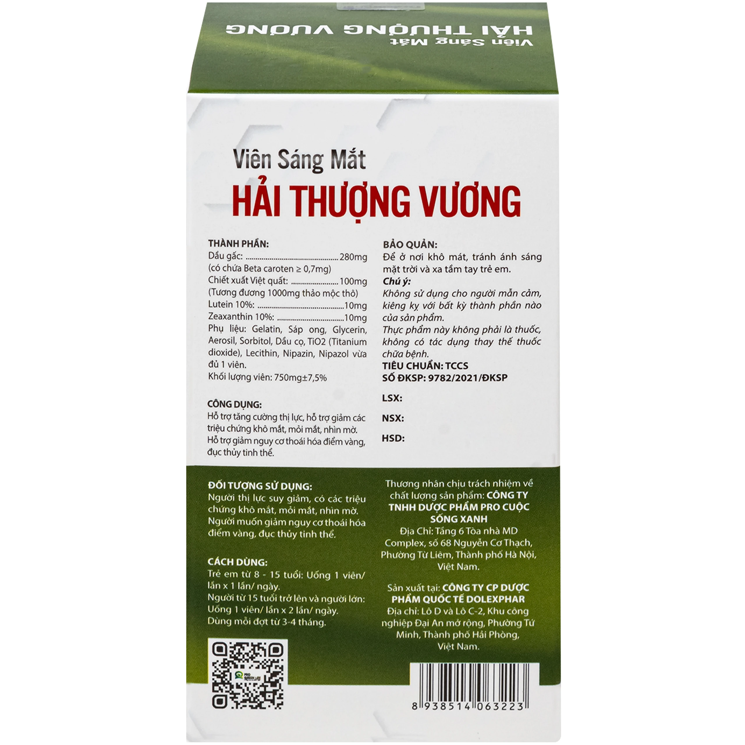 Viên uống hỗ trợ tăng cường thị lực Viên Sáng Mắt Hải Thượng Vương (60 viên) 9