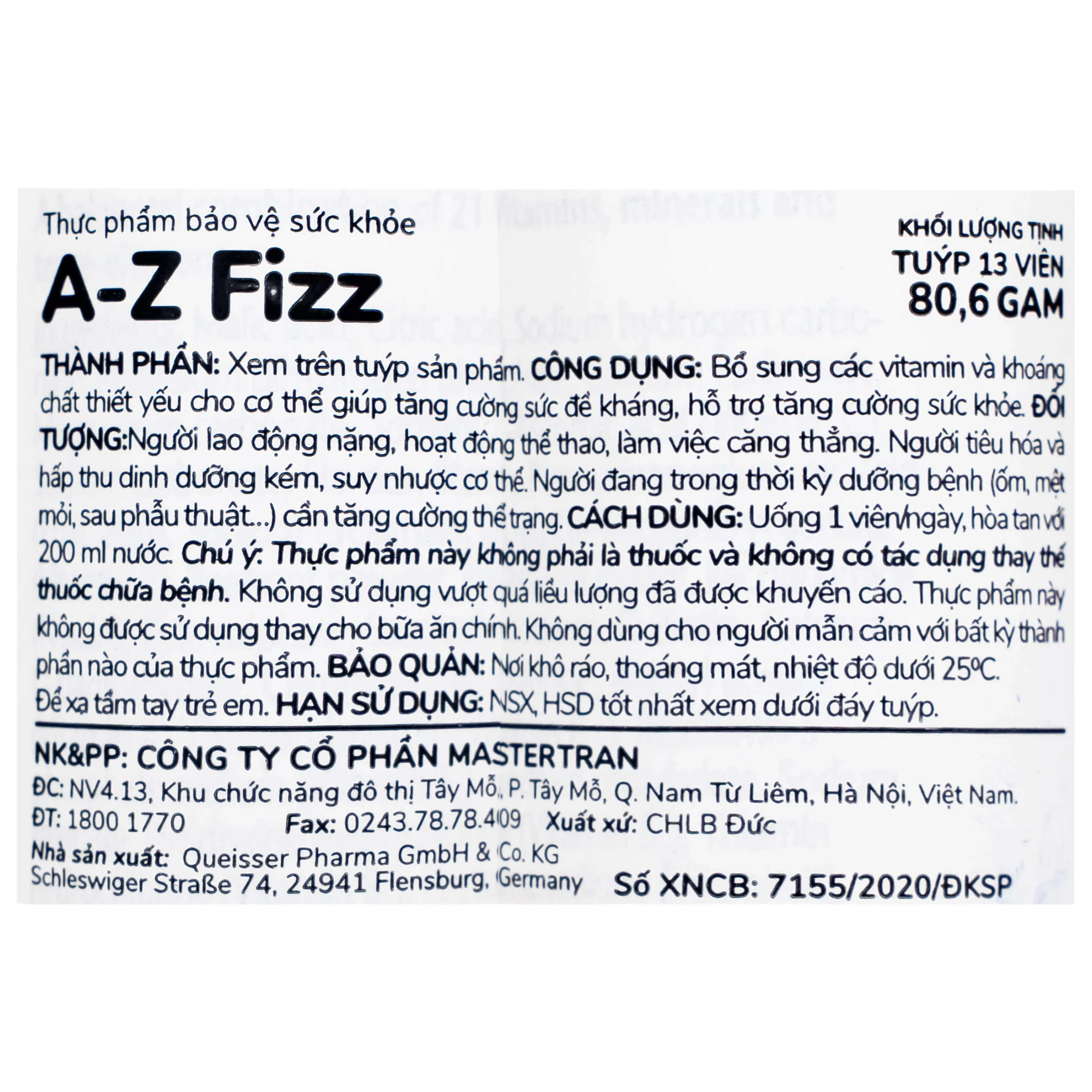 Viên sủi giúp tăng sức đề kháng A-Z Fizz Doppelherz (13 viên)
