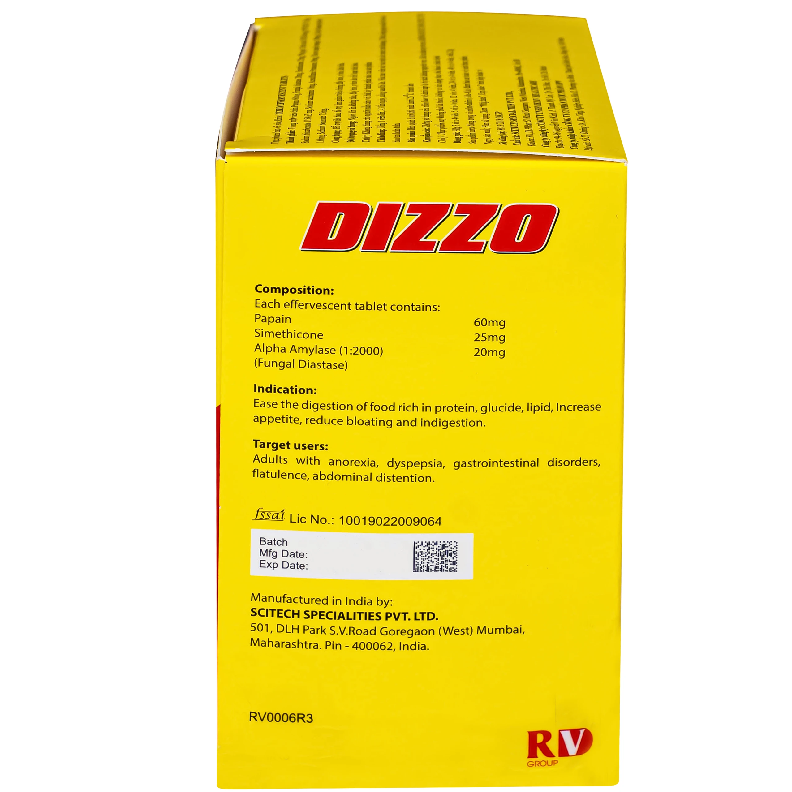 Viên sủi hỗ trợ tiêu hóa Dizzo Rv (12 vỉ x 4 viên) 10