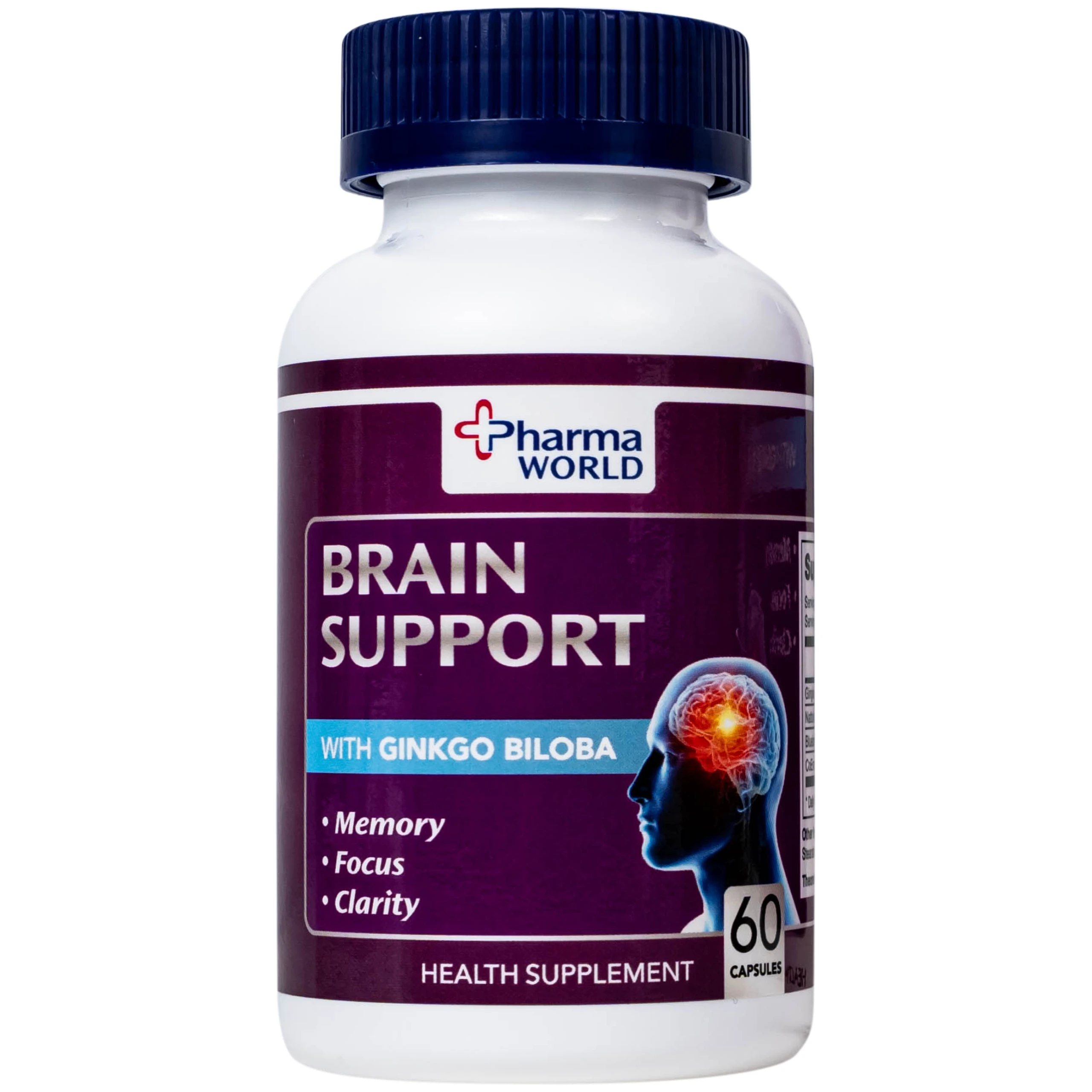 Viên uống bổ não, hỗ trợ cải thiện suy giảm trí nhớ Brain Support Pharma World (60 viên)