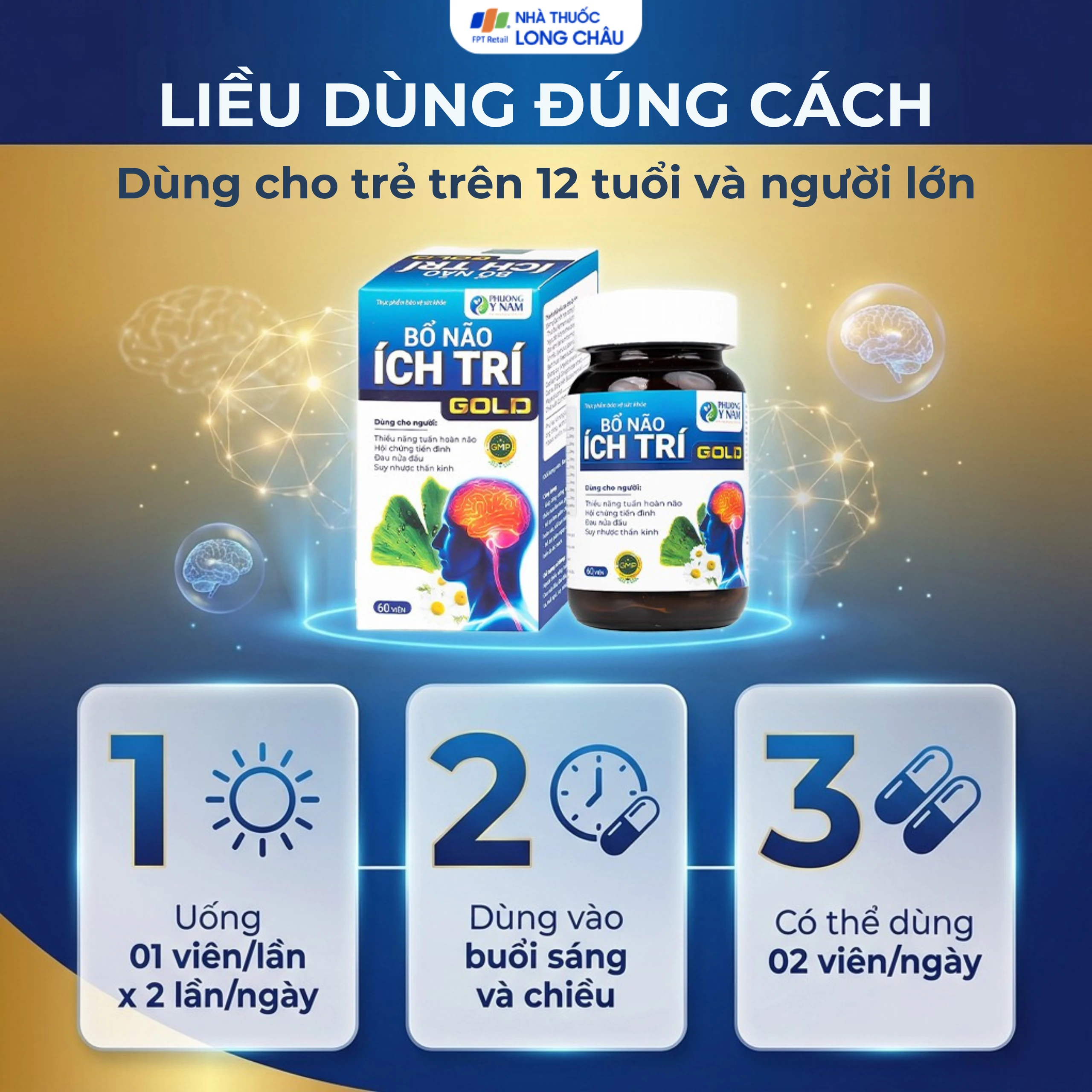 Viên uống tăng cường tuần hoàn não, giảm rối loạn tiền đình Bổ Não Ích Trí Gold (60 viên) 5