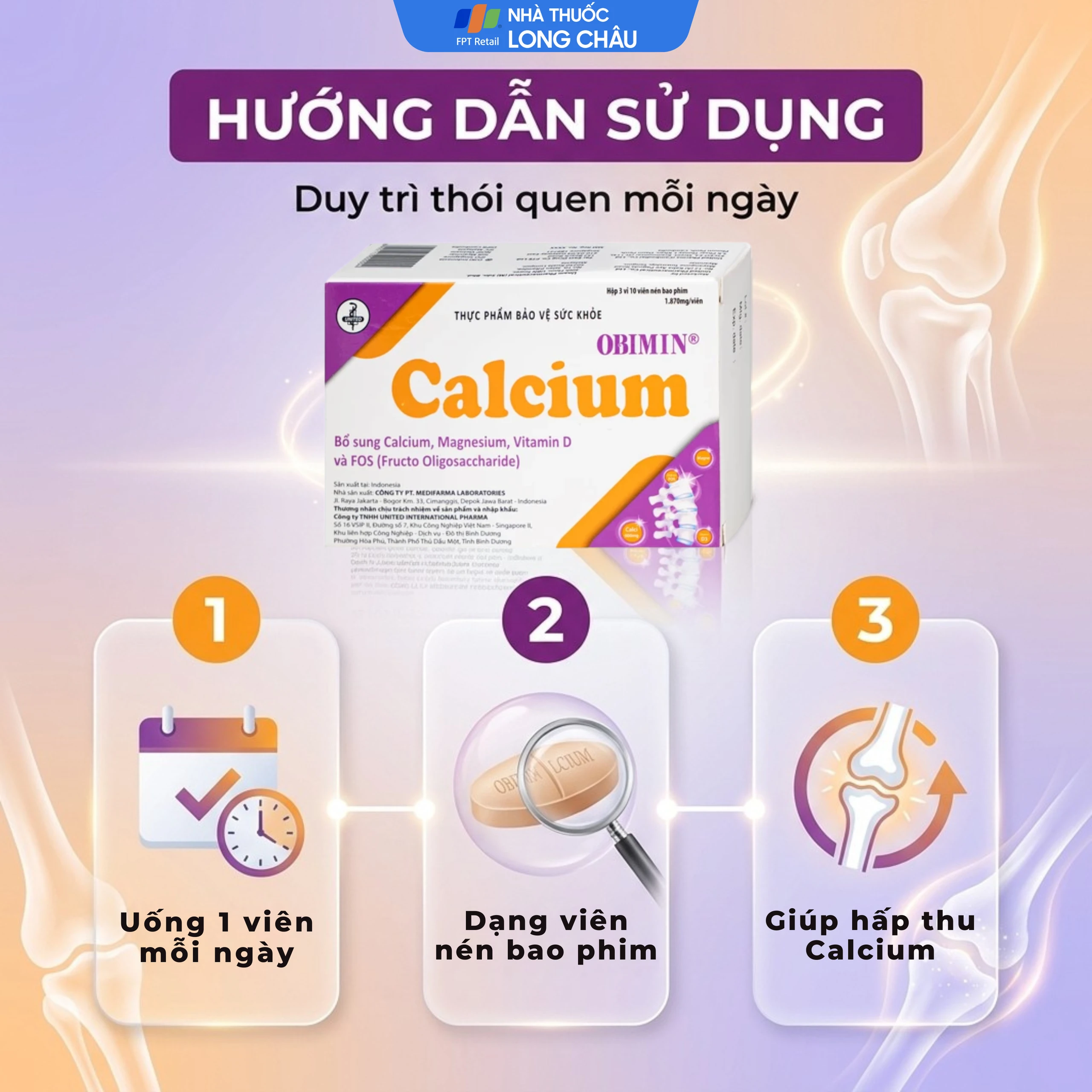 Viên uống bổ sung Calci, Magne Obimin Calcium United (3 vỉ x 10 viên) 5