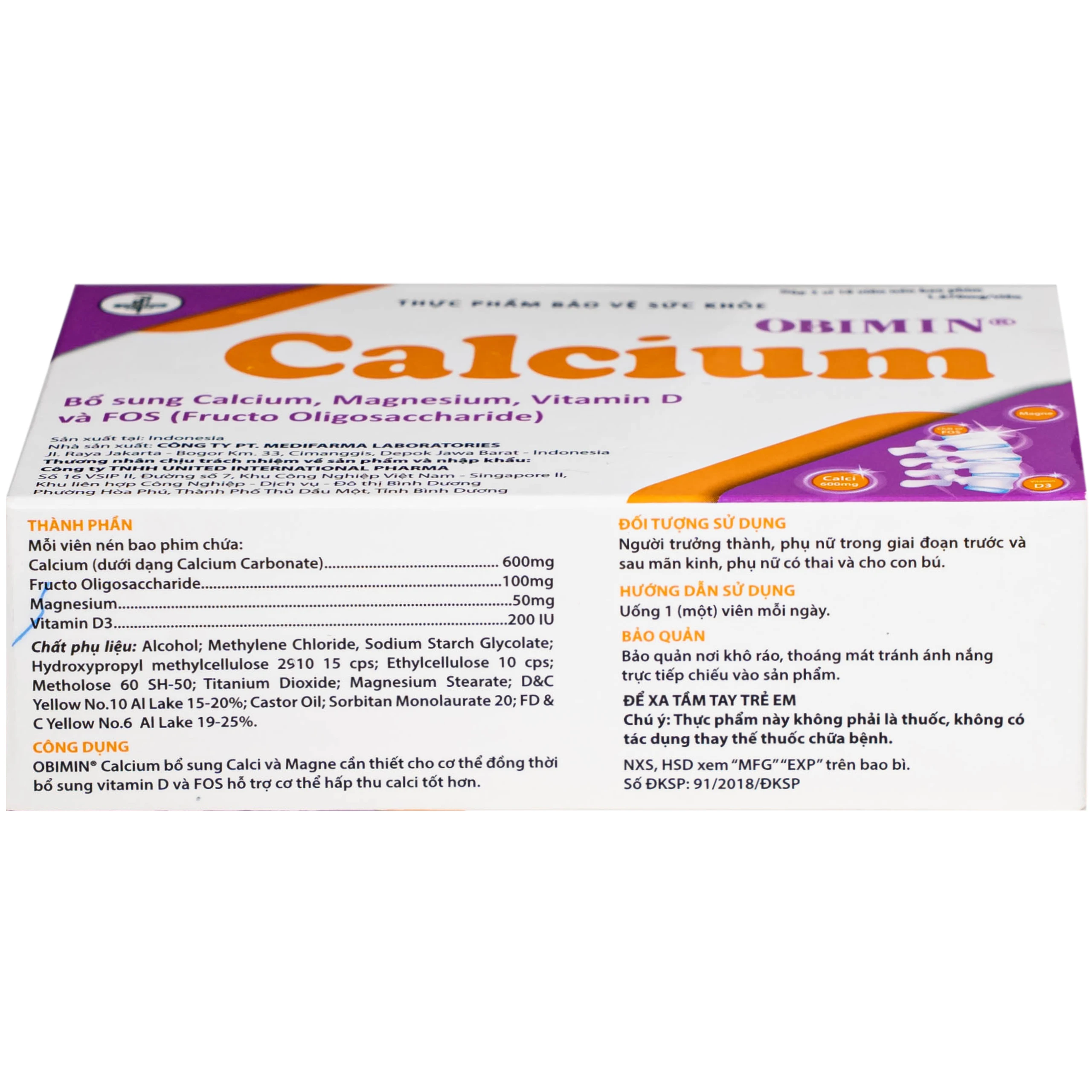 Viên uống bổ sung Calci, Magne Obimin Calcium United (3 vỉ x 10 viên) 4