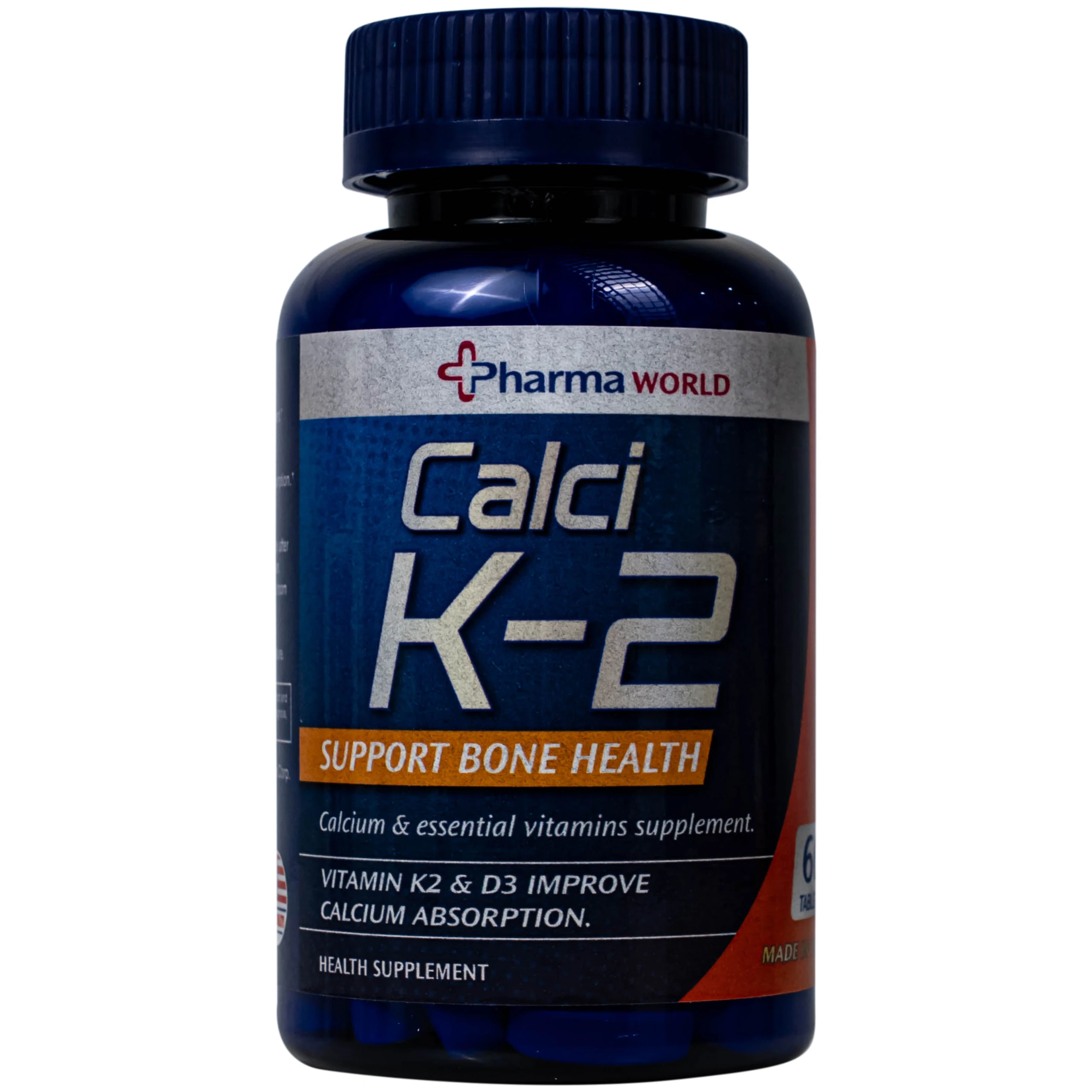 Viên uống bổ sung canxi, hỗ trợ giảm nguy cơ loãng xương Calci K-2 Pharma World (60 viên)