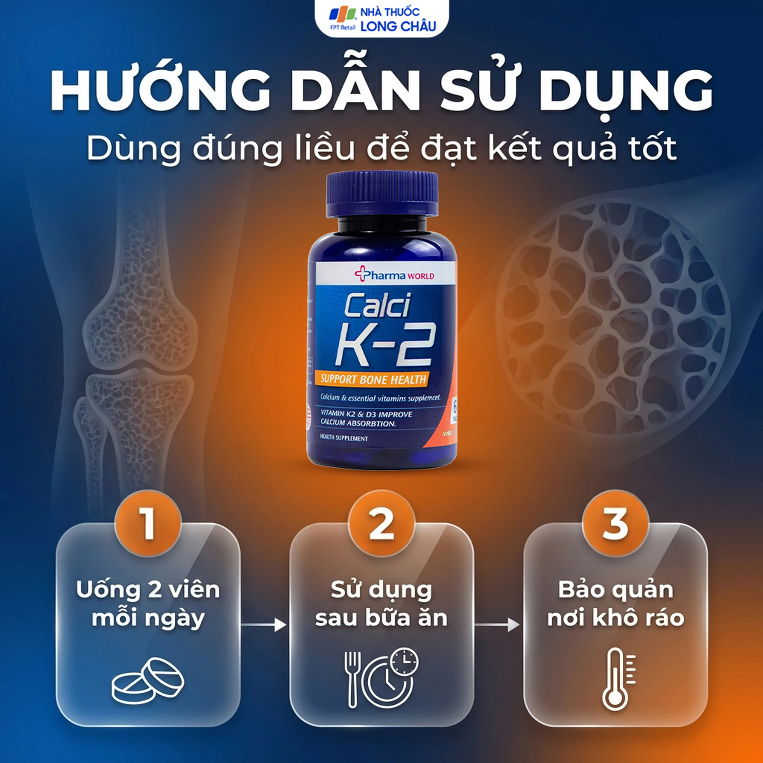 Viên uống bổ sung canxi, hỗ trợ giảm nguy cơ loãng xương Calci K-2 Pharma World (60 viên) 5