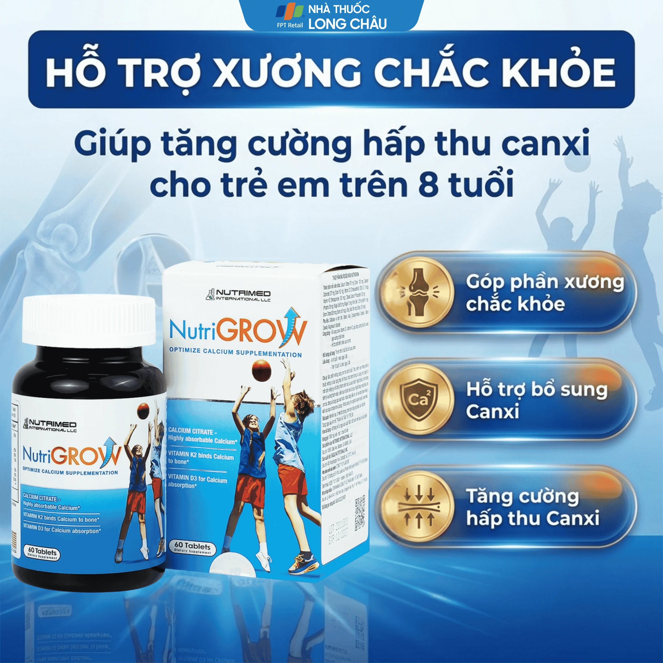 Viên uống bổ sung canxi, giúp tăng chiều cao cho trẻ NutriGrow Nutrimed (60 viên) 4