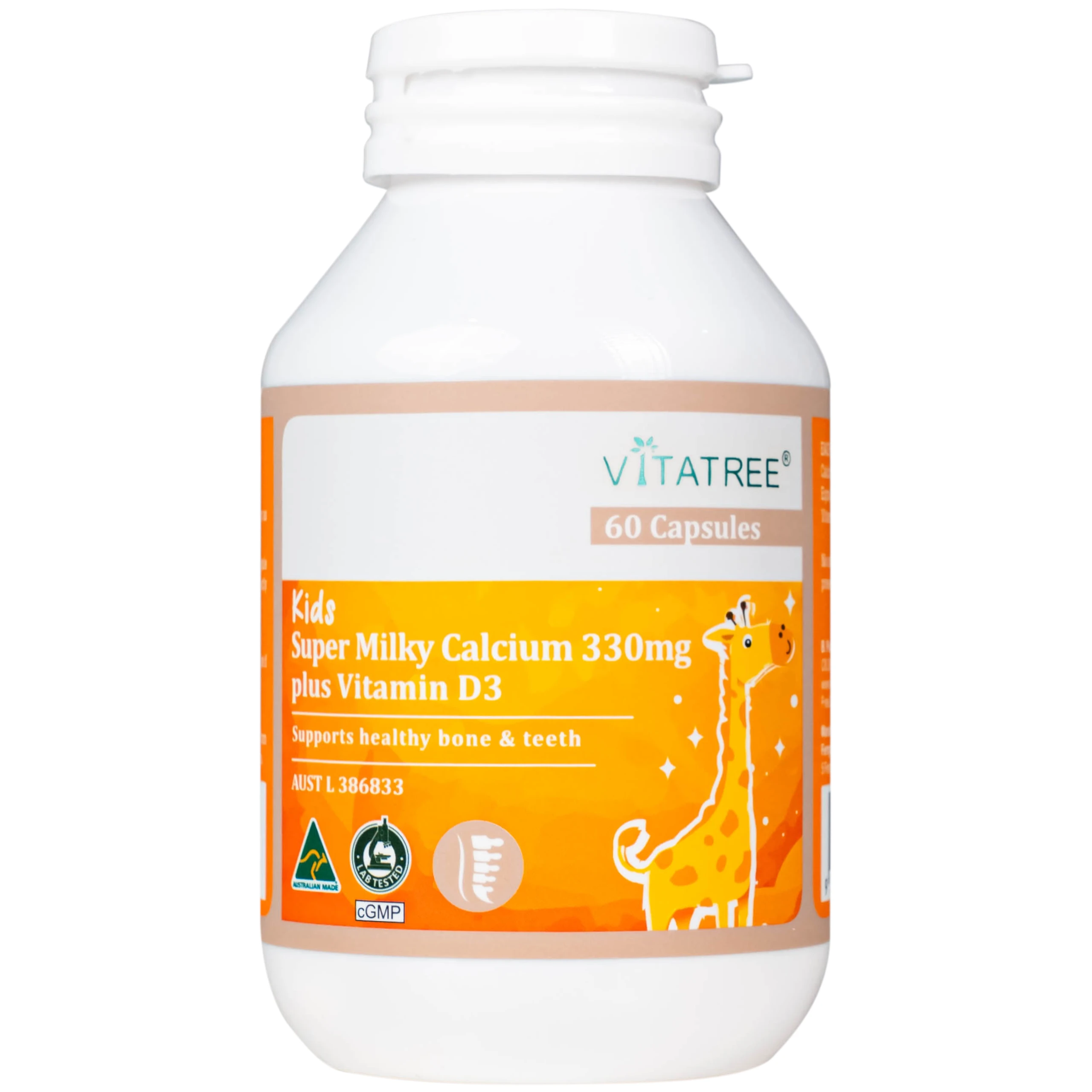 Viên uống bổ sung canxi, Vitamin D3, giúp xương răng chắc khoẻ Vitatree Kids Super Milky Calcium 330mg plus Vitamin D3 (Hộp 60 viên) 5