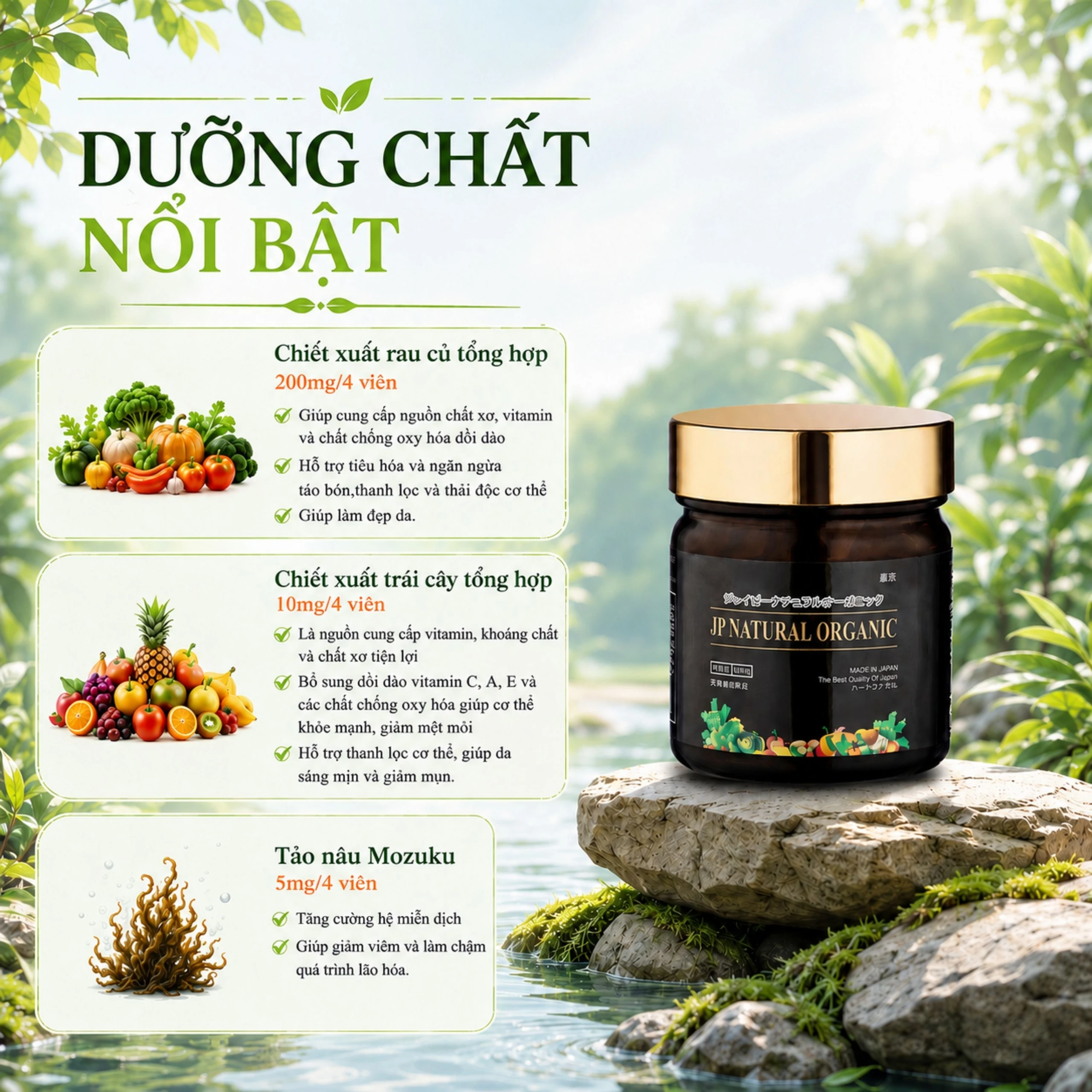 Viên uống bổ sung chất xơ, hỗ trợ hệ tiêu hóa JP Natural Organic Jpanwell (120 viên) 3