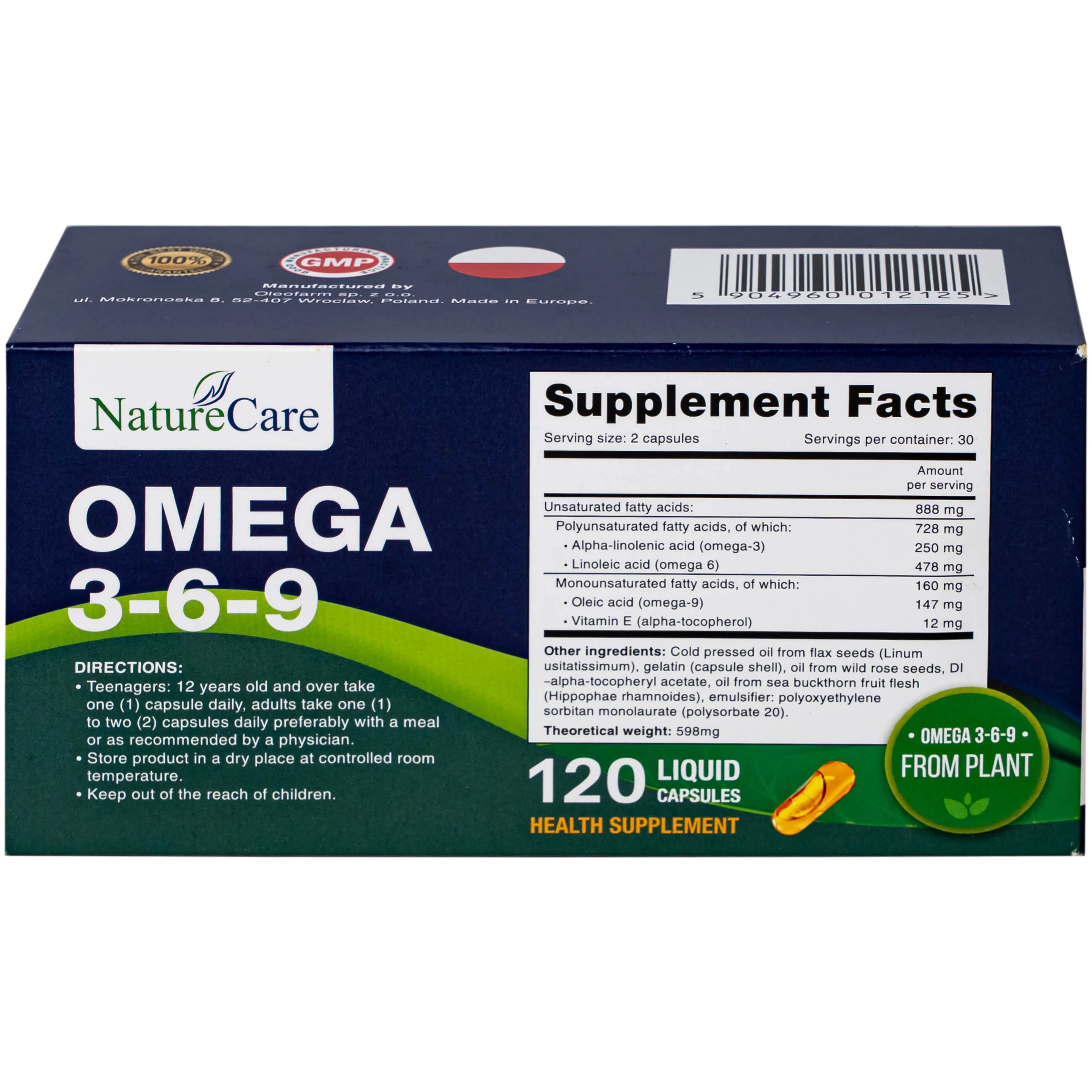 Viên uống bổ sung Omega 3-6-9, tốt cho tim mạch, não và mắt, giảm nguy cơ xơ vữa động mạch Omega 3-6-9 NatureCare (6 vỉ x 20 viên)
