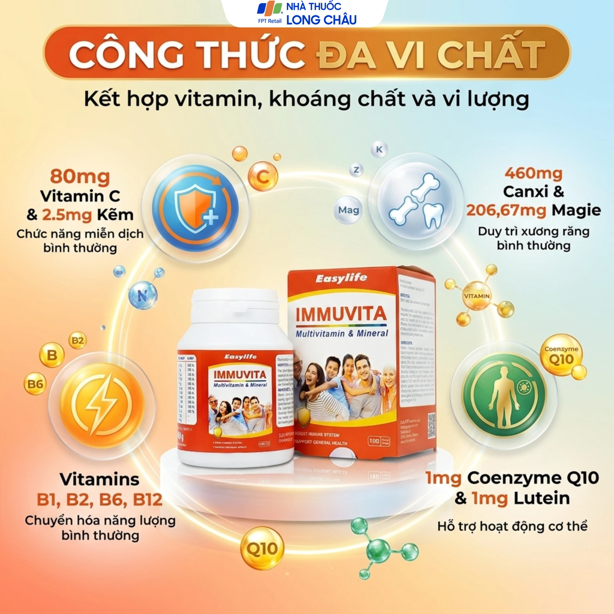 Viên uống bổ sung vitamin và khoáng chất cho cơ thể, tăng sức khỏe Immuvita Easylife (100 viên) 3
