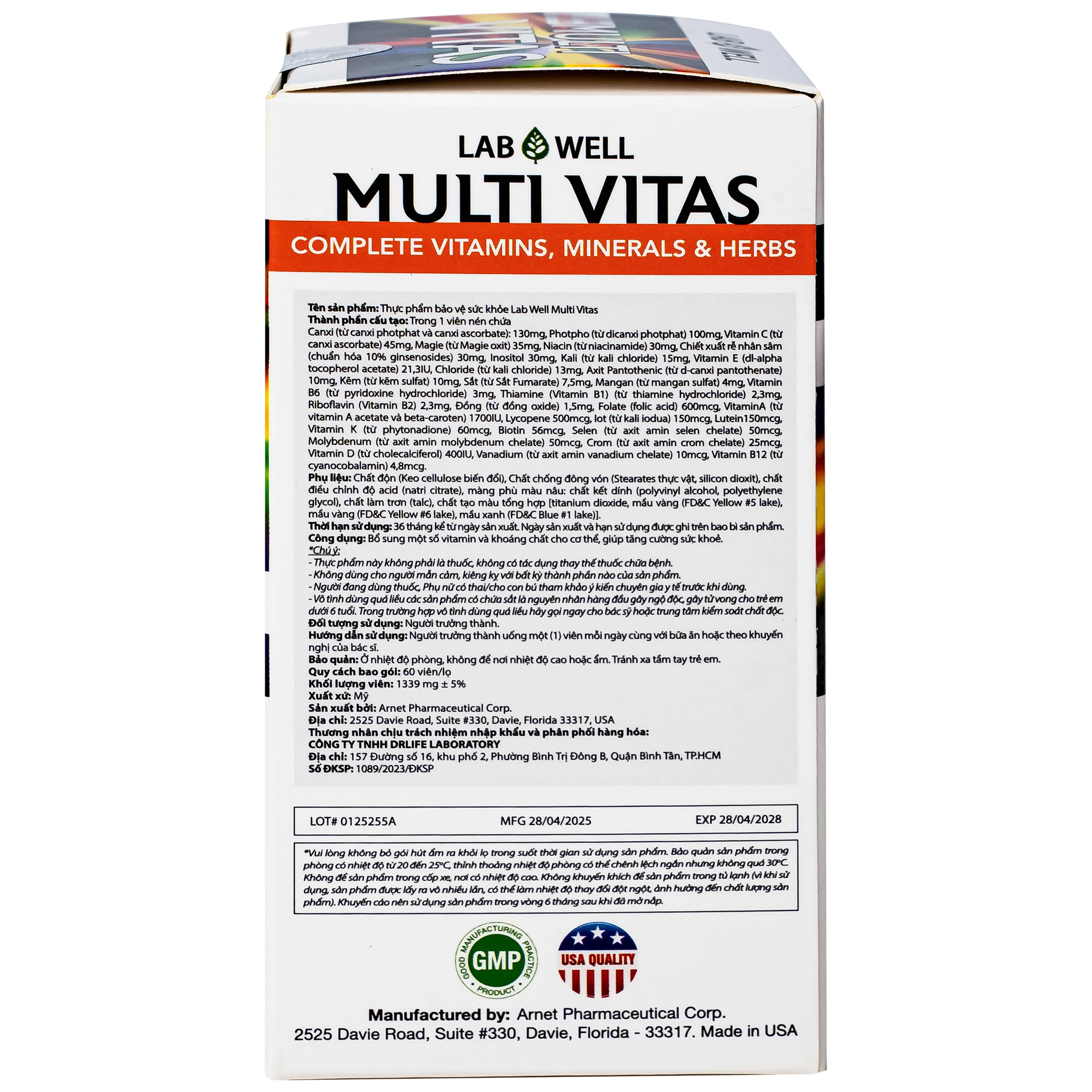 Viên uống bổ sung vitamin và khoáng chất cho cơ thể Multi Vitas Lab Well (60 viên)