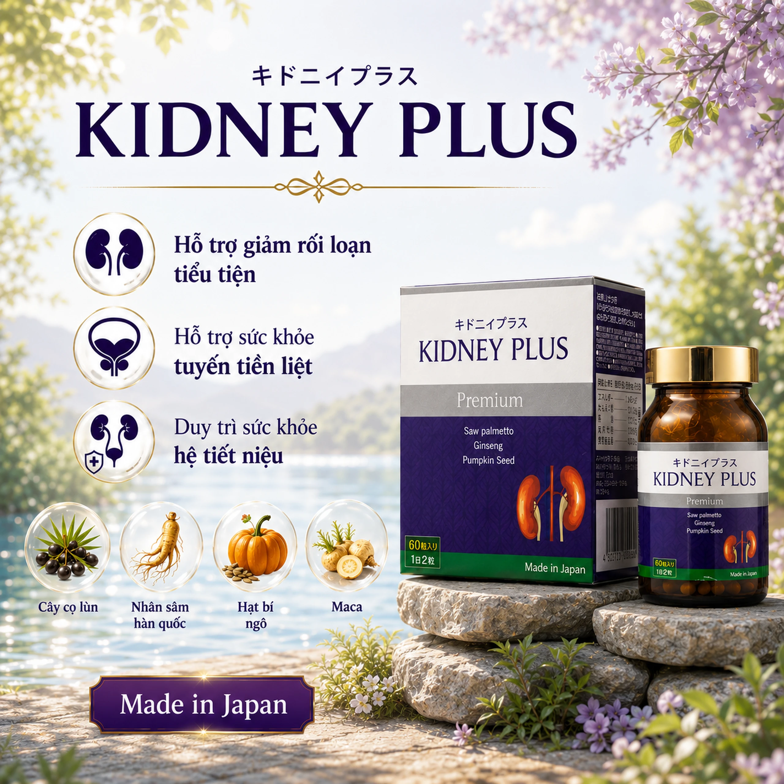 Viên uống bổ thận hỗ trợ giảm chứng khó tiểu tiện, tiểu nhiều lần do thận yếu Kidney Plus Jpanwell (60 viên) 3