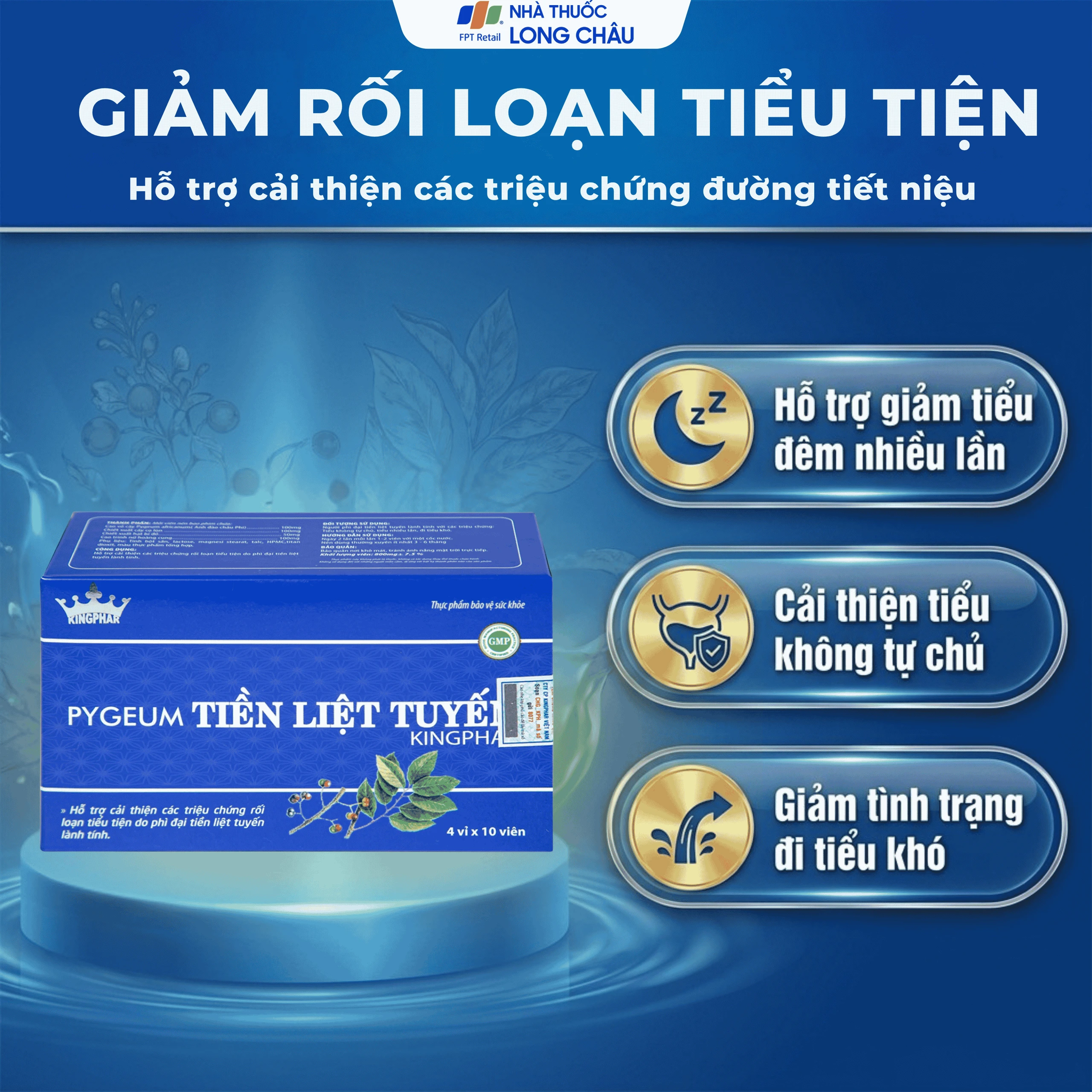 Viên uống hỗ trợ cho người phì đại tiền liệt tuyến Pygeum Tiền Liệt Tuyến Kingphar (4 vỉ x 10 viên) 2