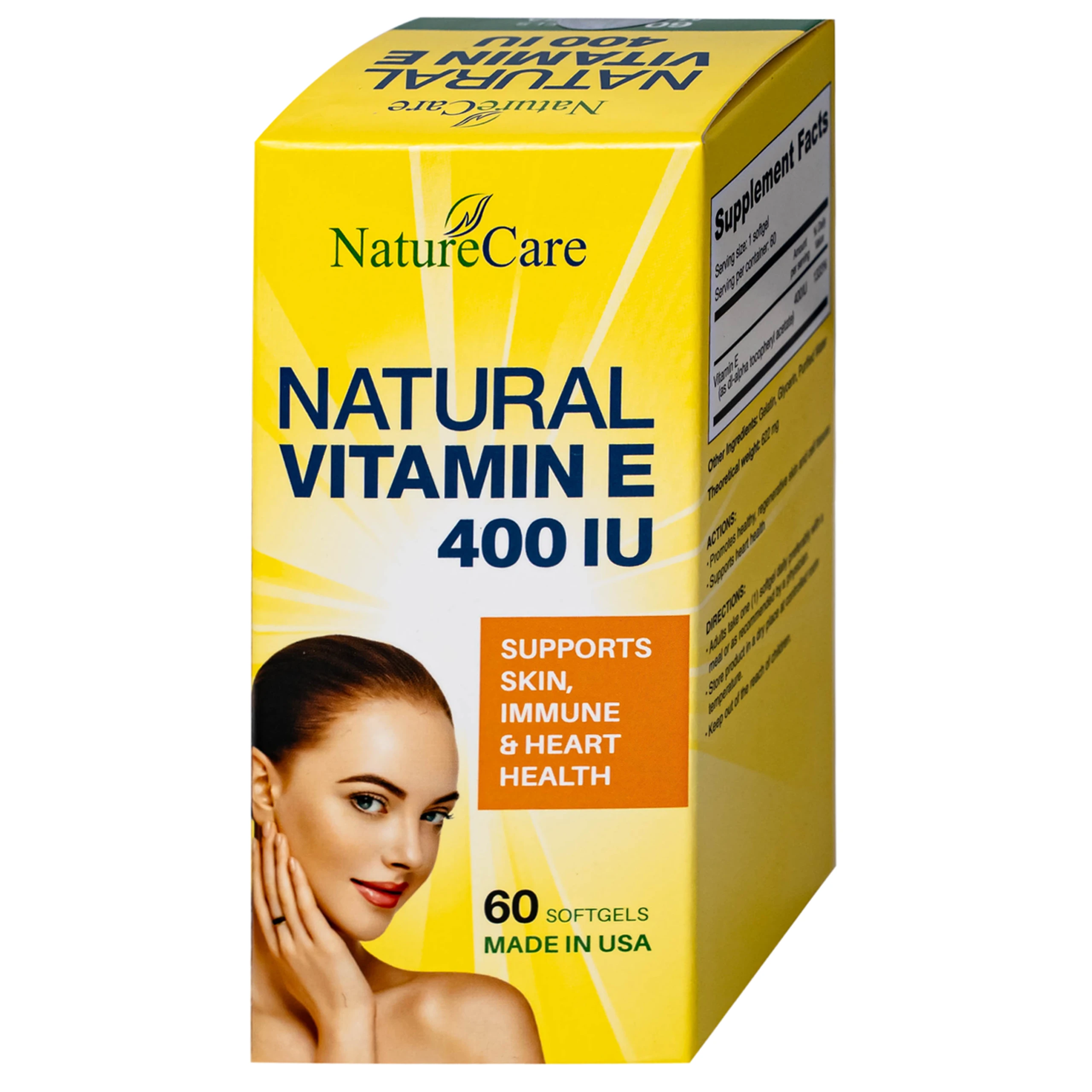 Viên uống giúp làm đẹp da, cải thiện sức khỏe da Natural Vitamin E 400 IU NatureCare (60 viên)