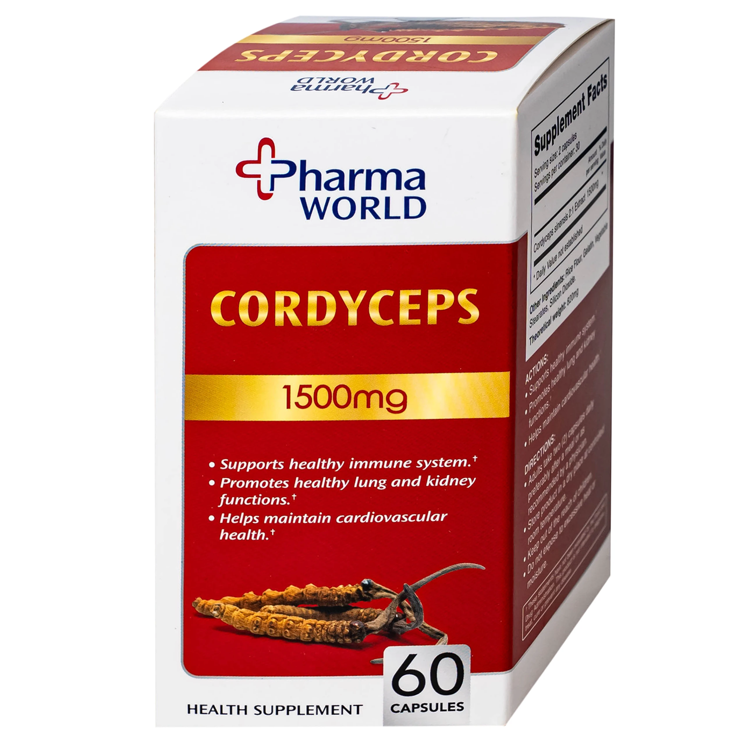 Viên uống Đông Trùng Hạ Thảo giúp tăng cường sức khỏe Cordyceps 1500mg Pharma World (60 viên)