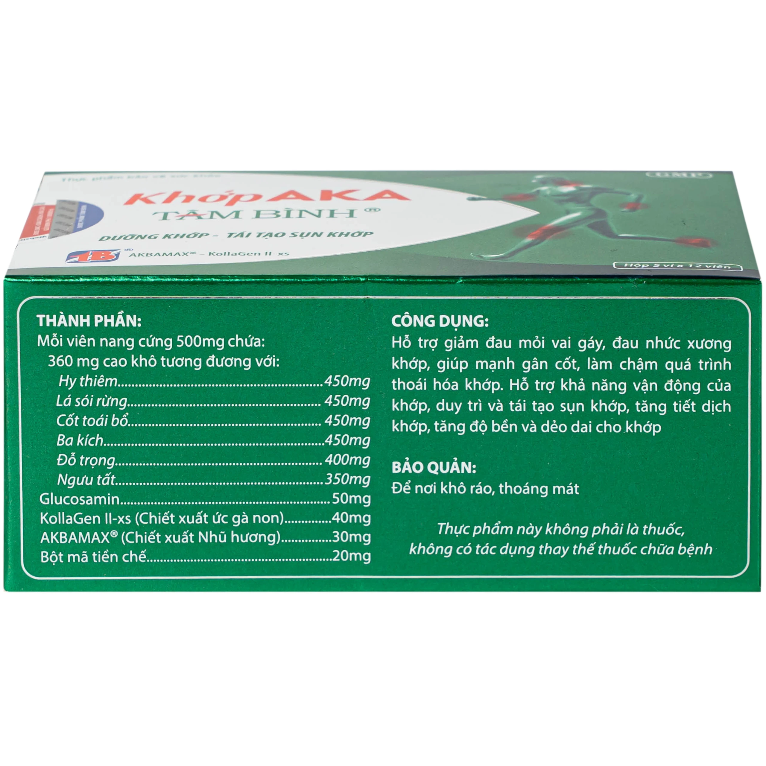 Viên uống dưỡng khớp, tái tạo sụn khớp AKA Tâm Bình (5 vỉ x 12 viên)