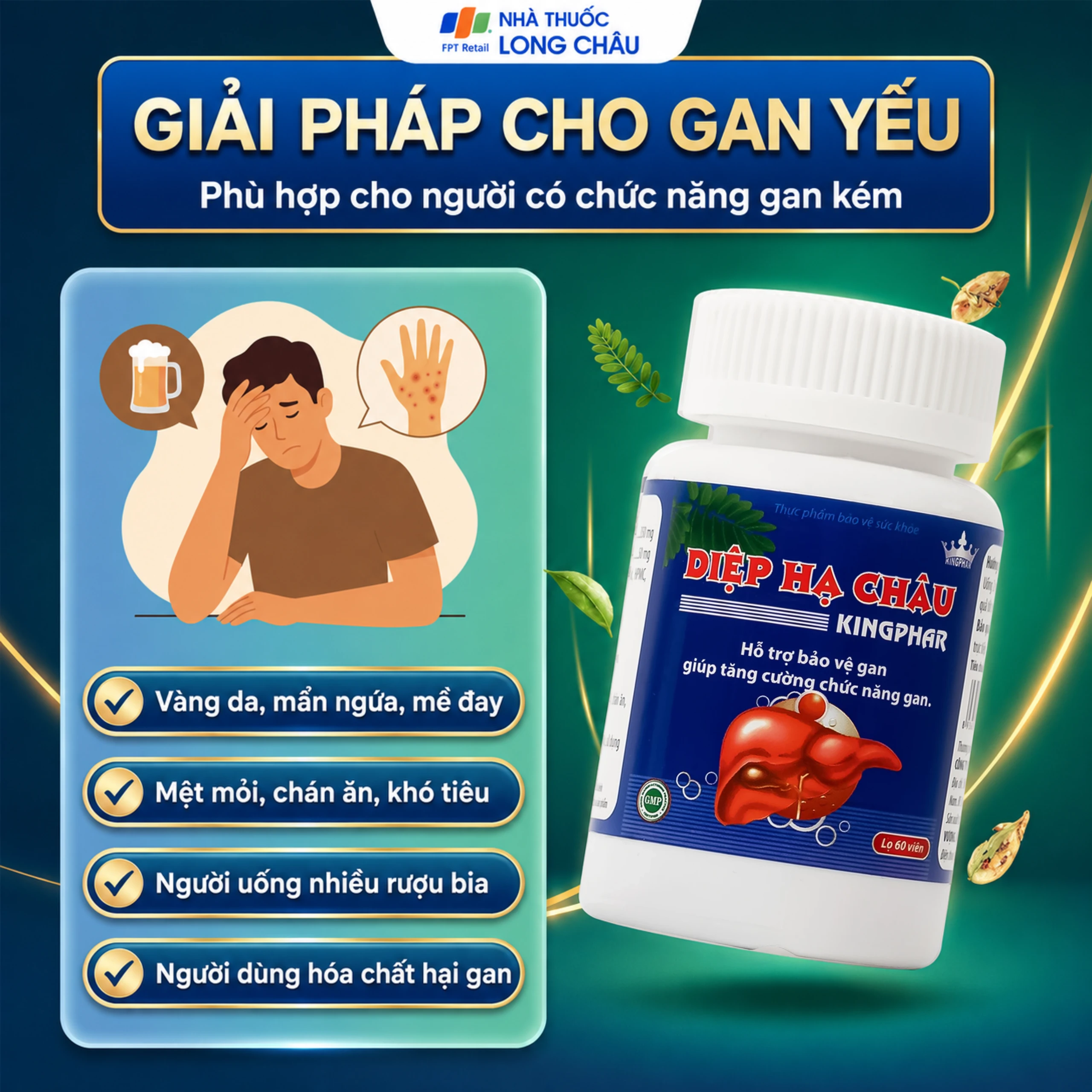 Viên uống hỗ trợ bảo vệ gan, tăng cường chức năng gan Diệp Hạ Châu Kingphar (60 viên) 4