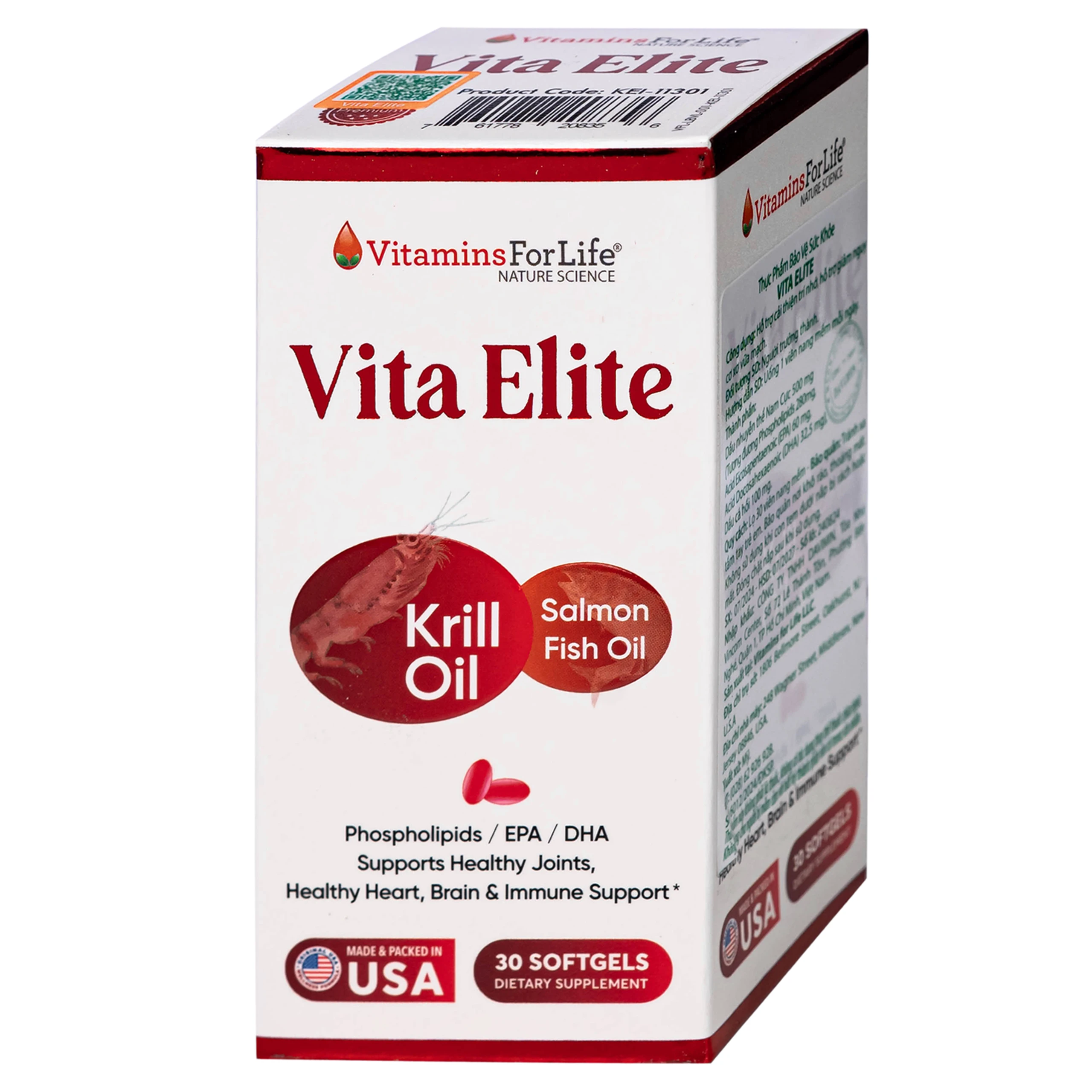 Viên uống hỗ trợ cải thiện trí nhớ, hỗ trợ giảm nguy cơ xơ vữa mạch Vita Elite Vitamins For Life (Hộp 30 viên) 9