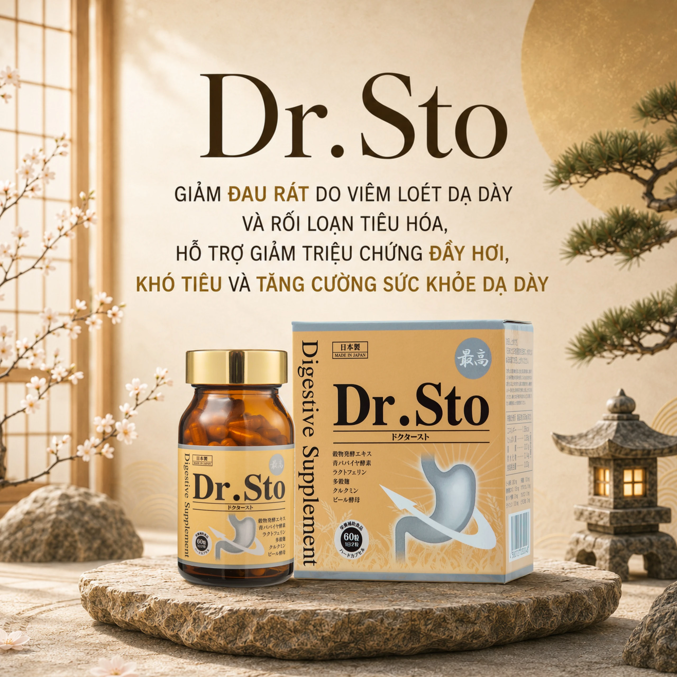 Viên uống hỗ trợ tiêu hóa, giảm đầy bụng, khó tiêu Dr.Sto Jpanwell (60 viên) 2
