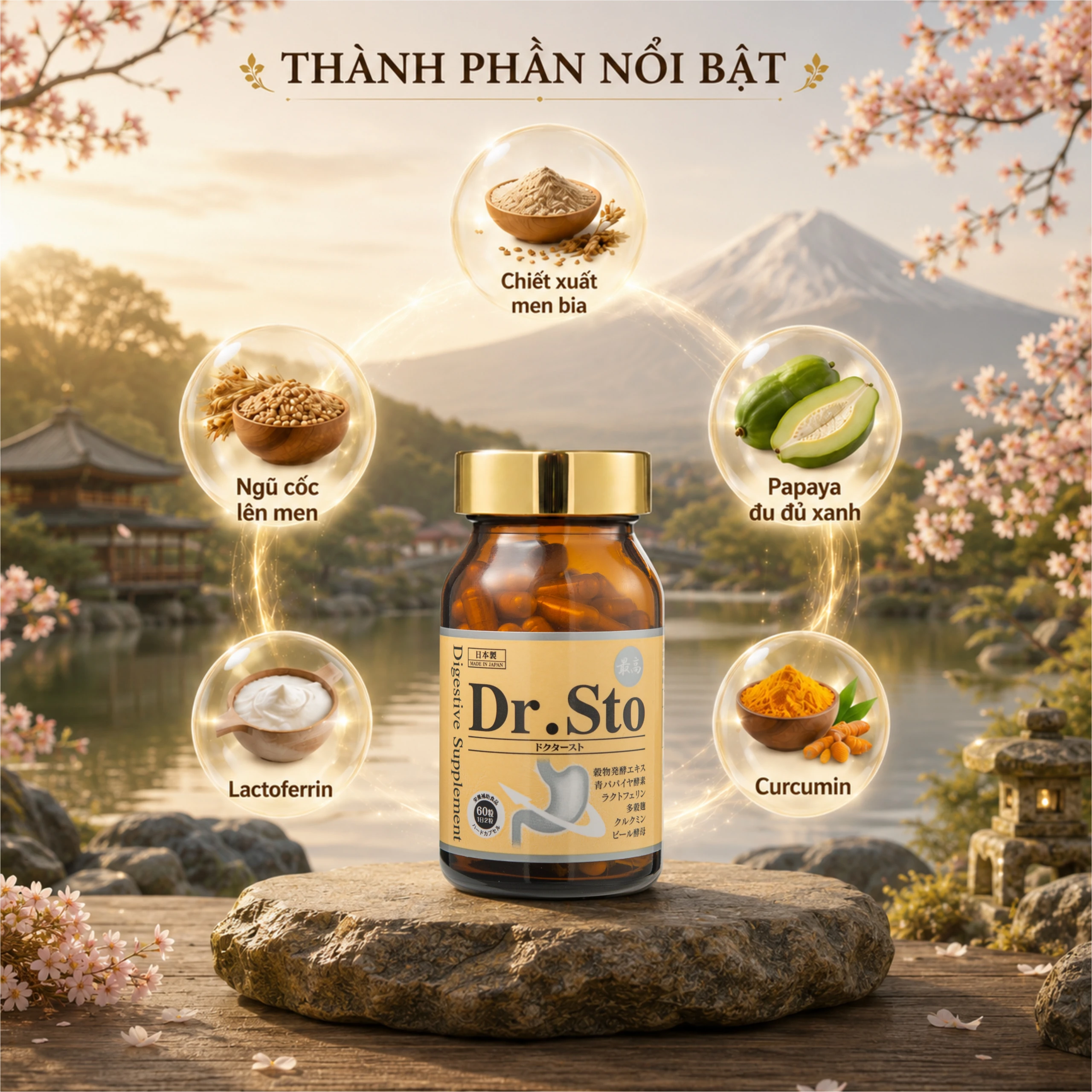 Viên uống hỗ trợ tiêu hóa, giảm đầy bụng, khó tiêu Dr.Sto Jpanwell (60 viên) 4