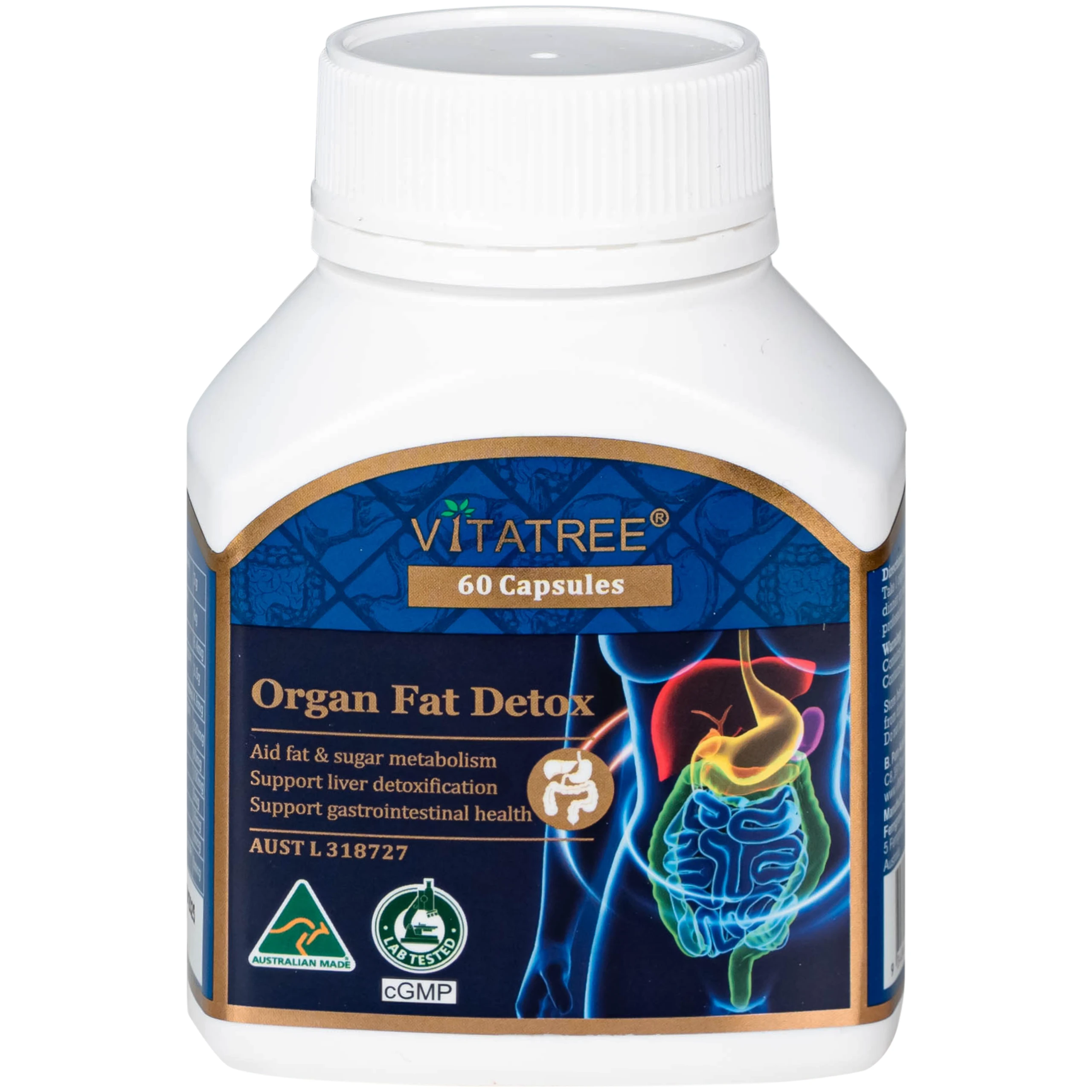Viên uống hỗ trợ giải độc gan, tăng cường chuyển hoá chất béo, giúp giảm mỡ máu Vitatree Organ Fat Detox (Hộp 60 viên)