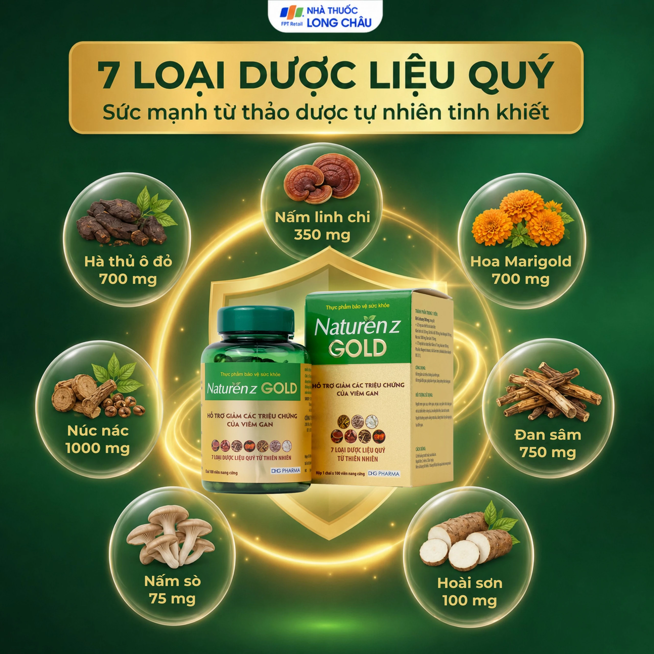 Viên uống hỗ trợ giải độc gan, giúp bảo vệ gan, giảm các triệu chứng của viêm gan Naturenz Gold DHG Pharma (100 viên) 3