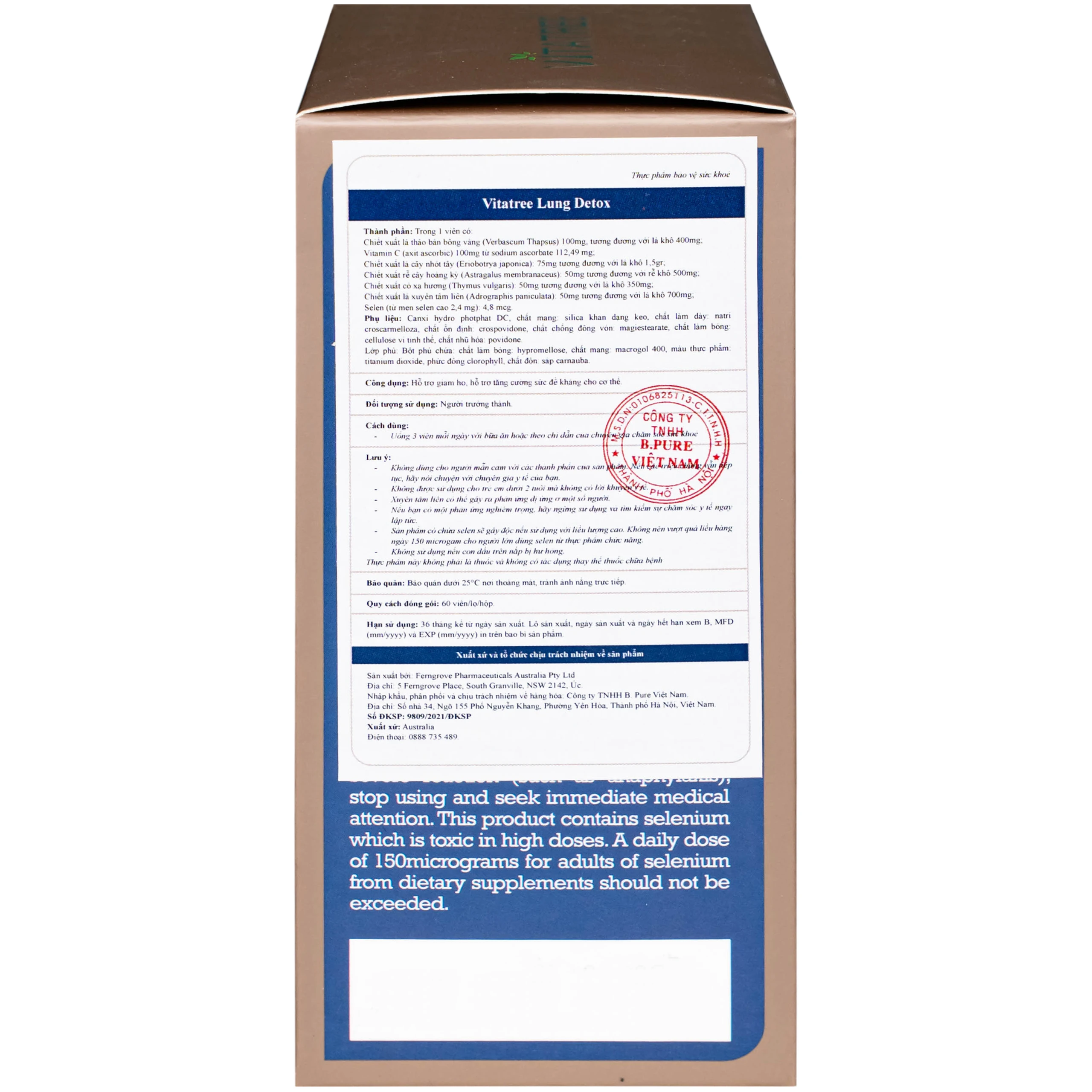 Viên uống hỗ trợ giảm ho, tăng cường sức đề kháng Vitatree Lung Detox (Hộp 60 viên) 5