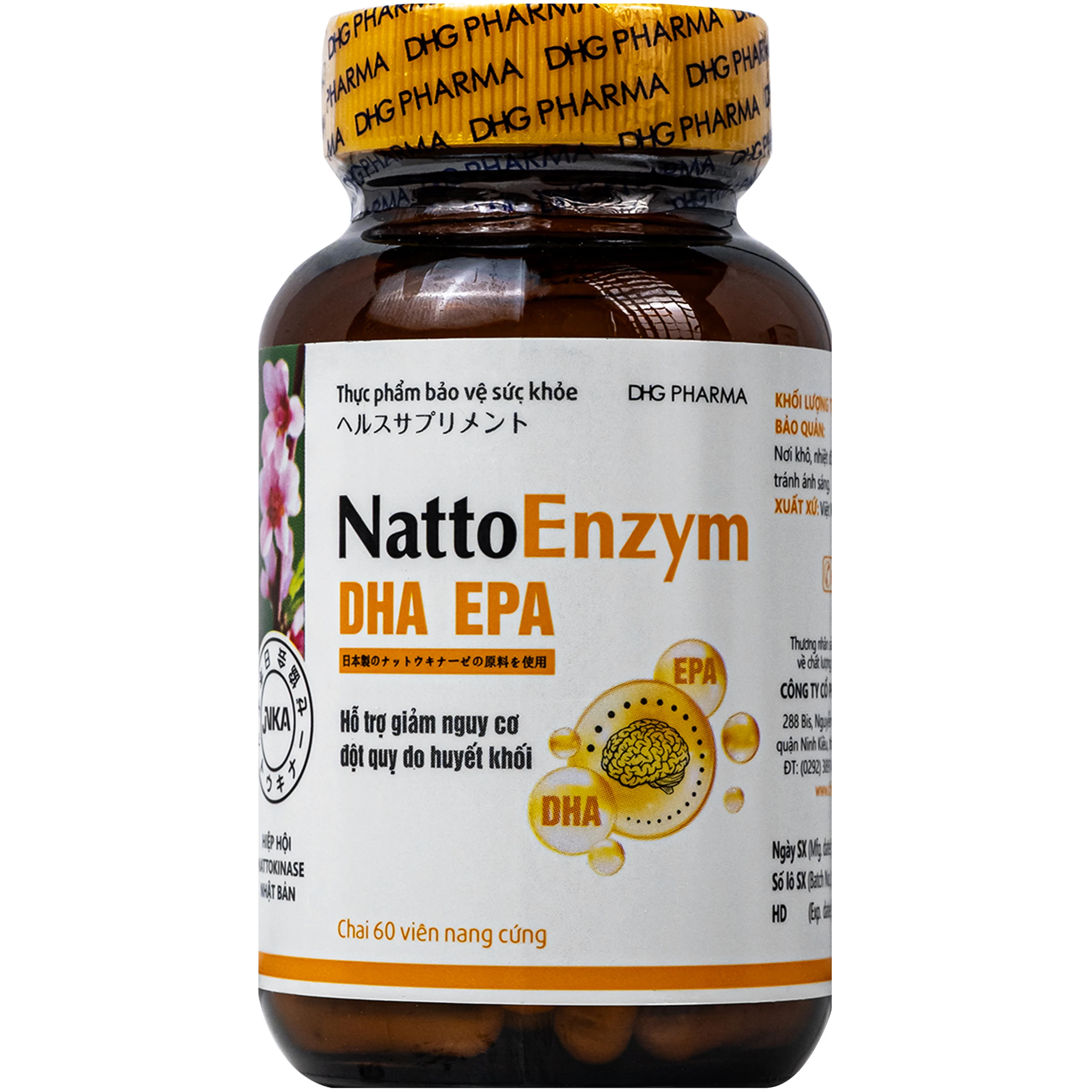 Viên uống hỗ trợ giảm nguy cơ đột quỵ do huyết khối Nattoenzym dha epa DHG (60 viên) 5