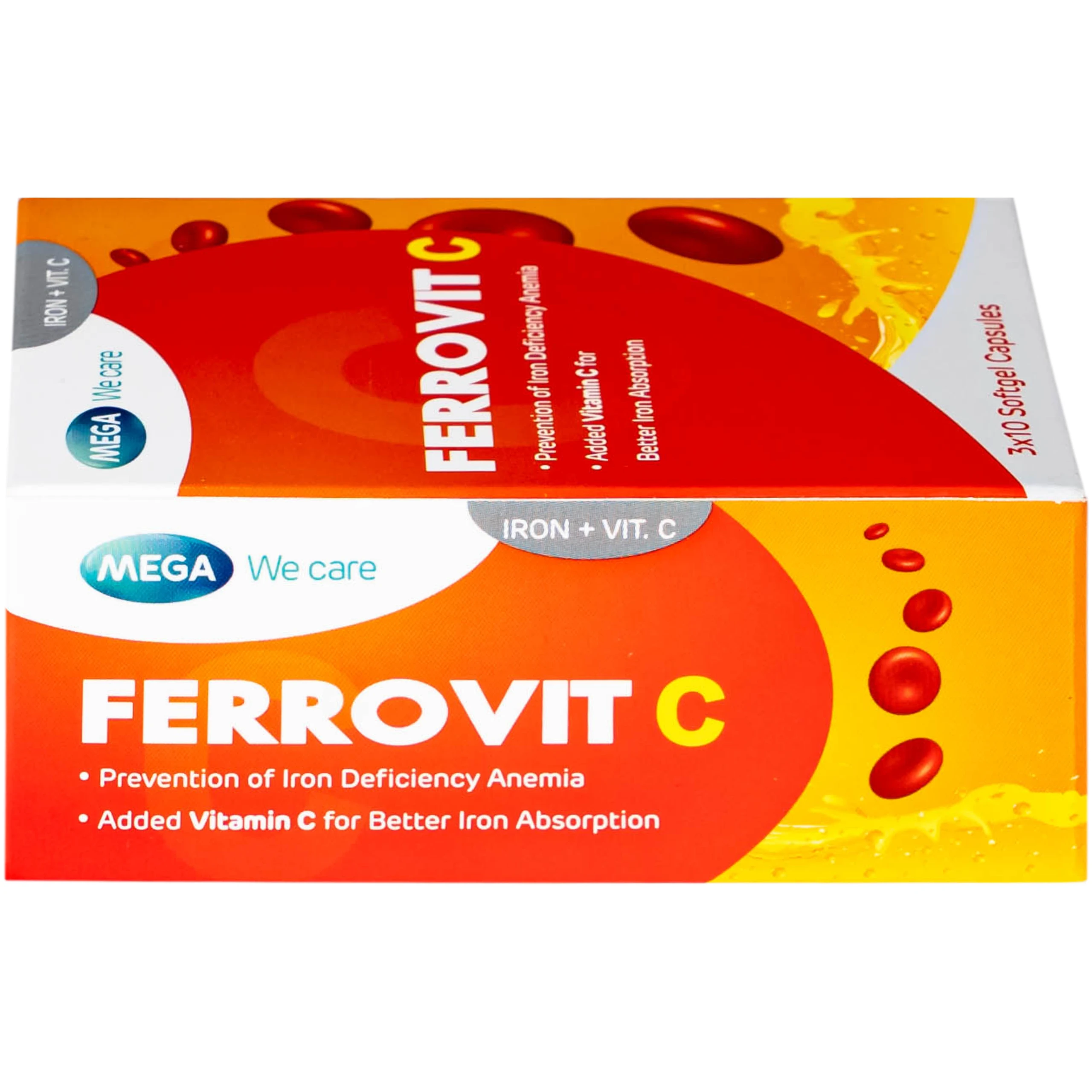 Viên uống hỗ trợ giảm nguy cơ thiếu máu do thiếu sắt Ferrovit C Mega (3 vỉ x 10 viên) 4