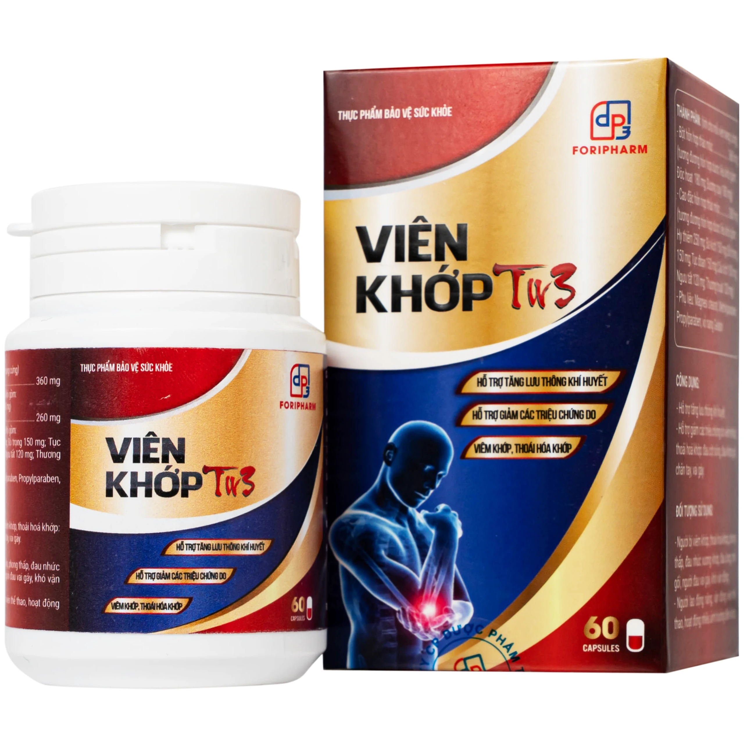 Viên uống hỗ trợ tăng lưu thông khí huyết, giảm triệu chứng do viêm khớp, thoái hoá khớp viên khớp Tw3 Foripharm (Hộp 60 viên) 1